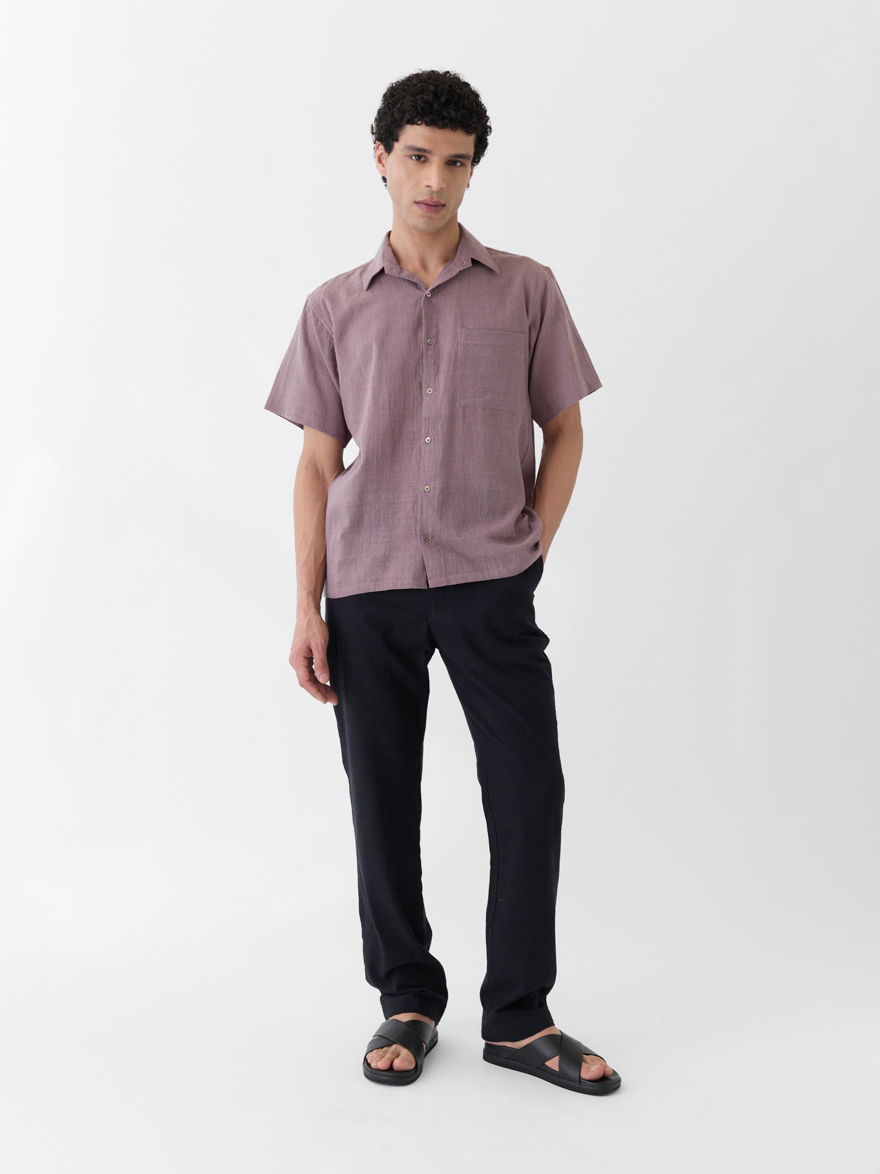 Men's Half Sleeve Shirt- Mauve Purple