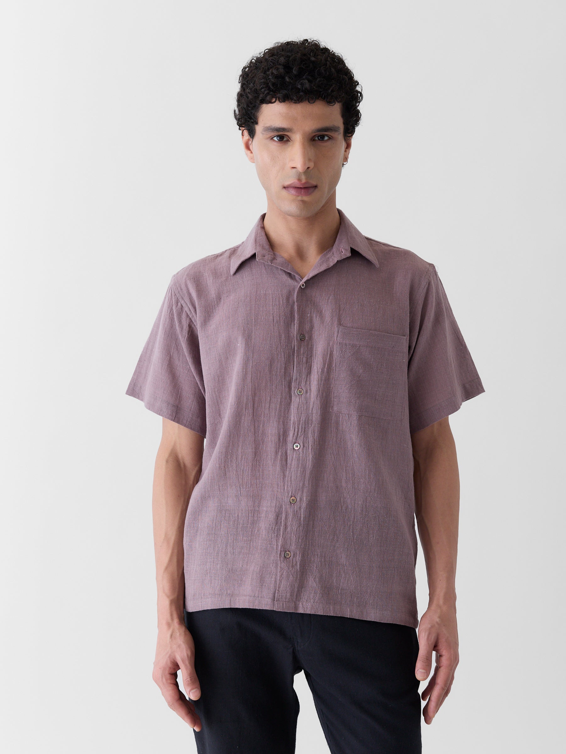 Men's Half Sleeve Shirt- Mauve Purple