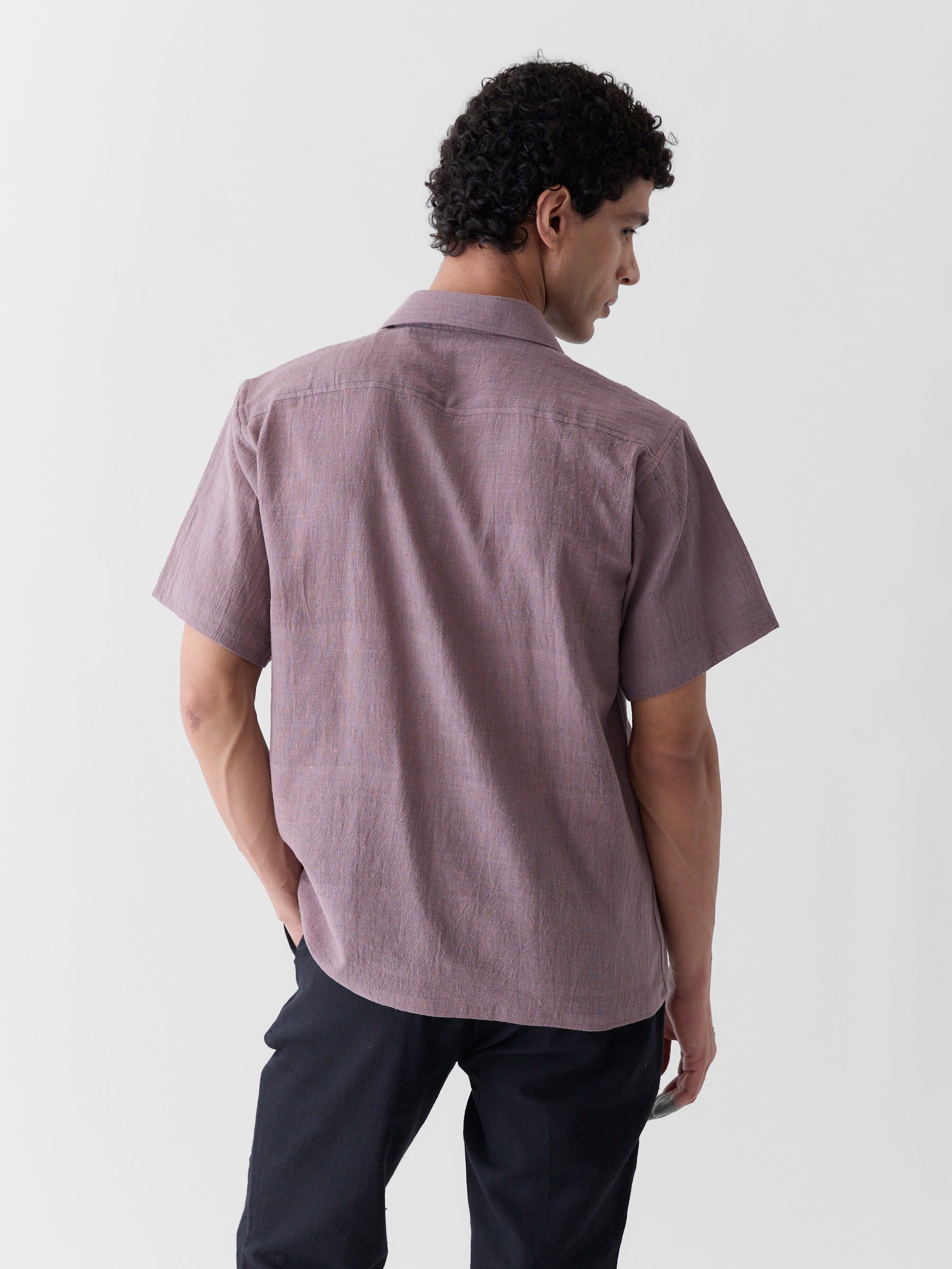 Men's Half Sleeve Shirt- Mauve Purple