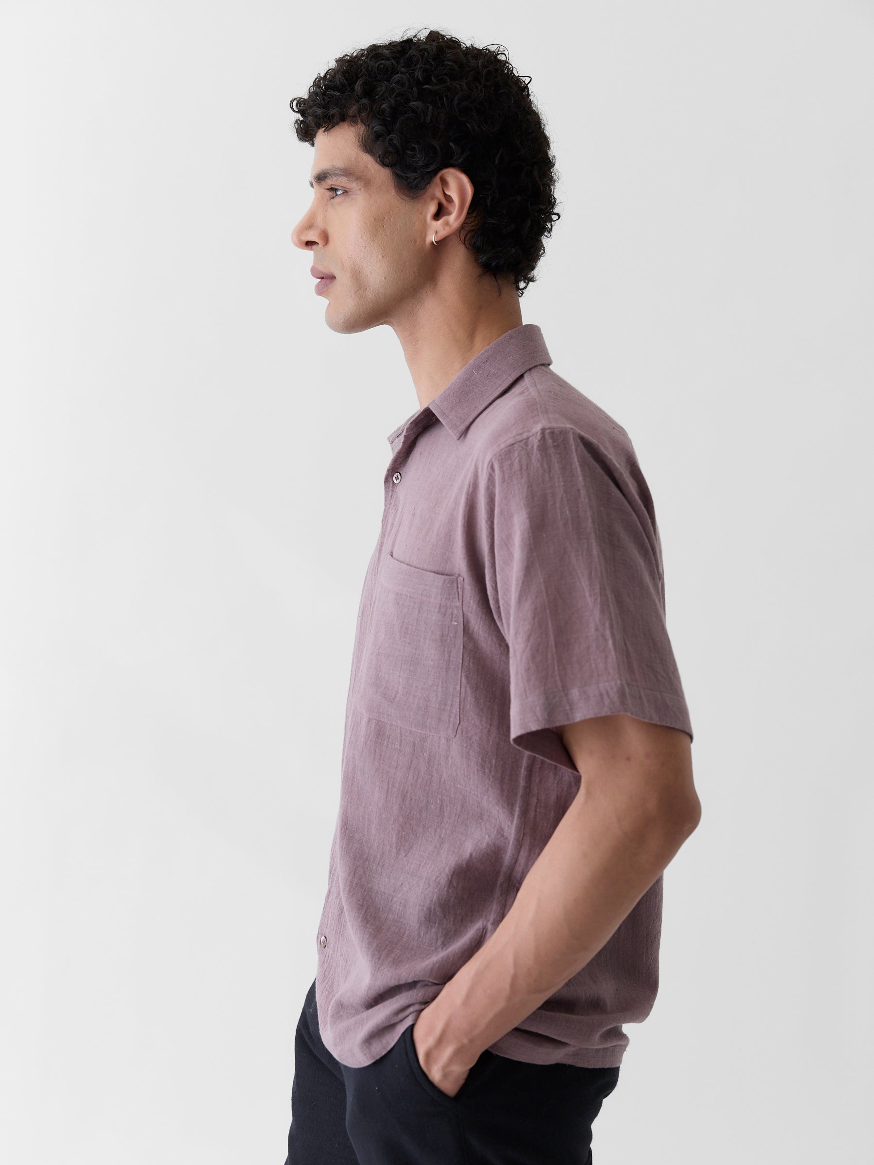 Men's Half Sleeve Shirt- Mauve Purple