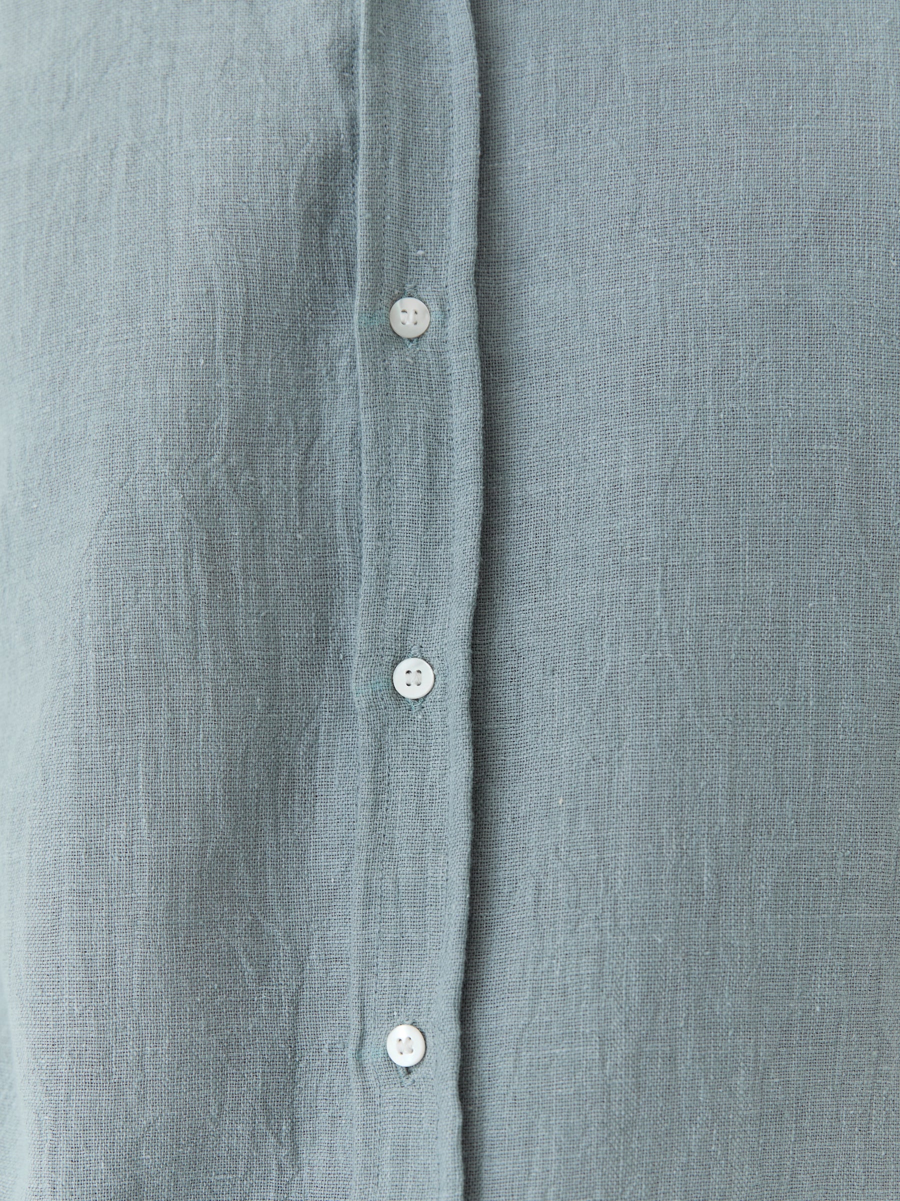 Men's Mandarin Collar Shirt- Greenish Gray