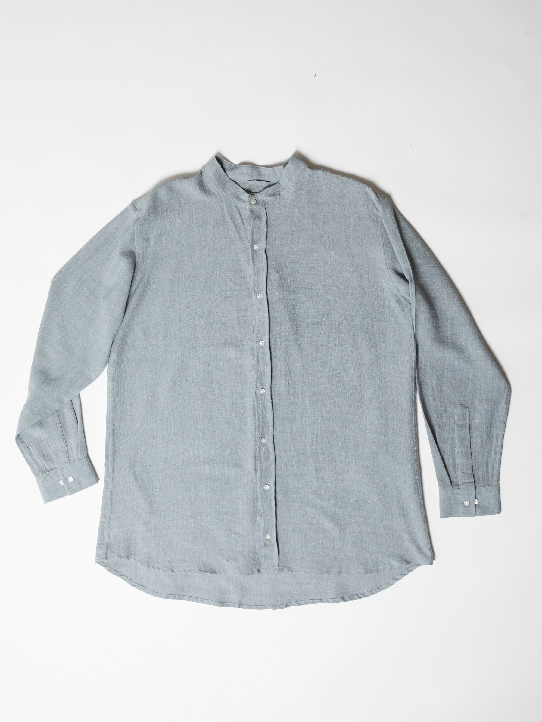 Men's Mandarin Collar Shirt- Greenish Gray