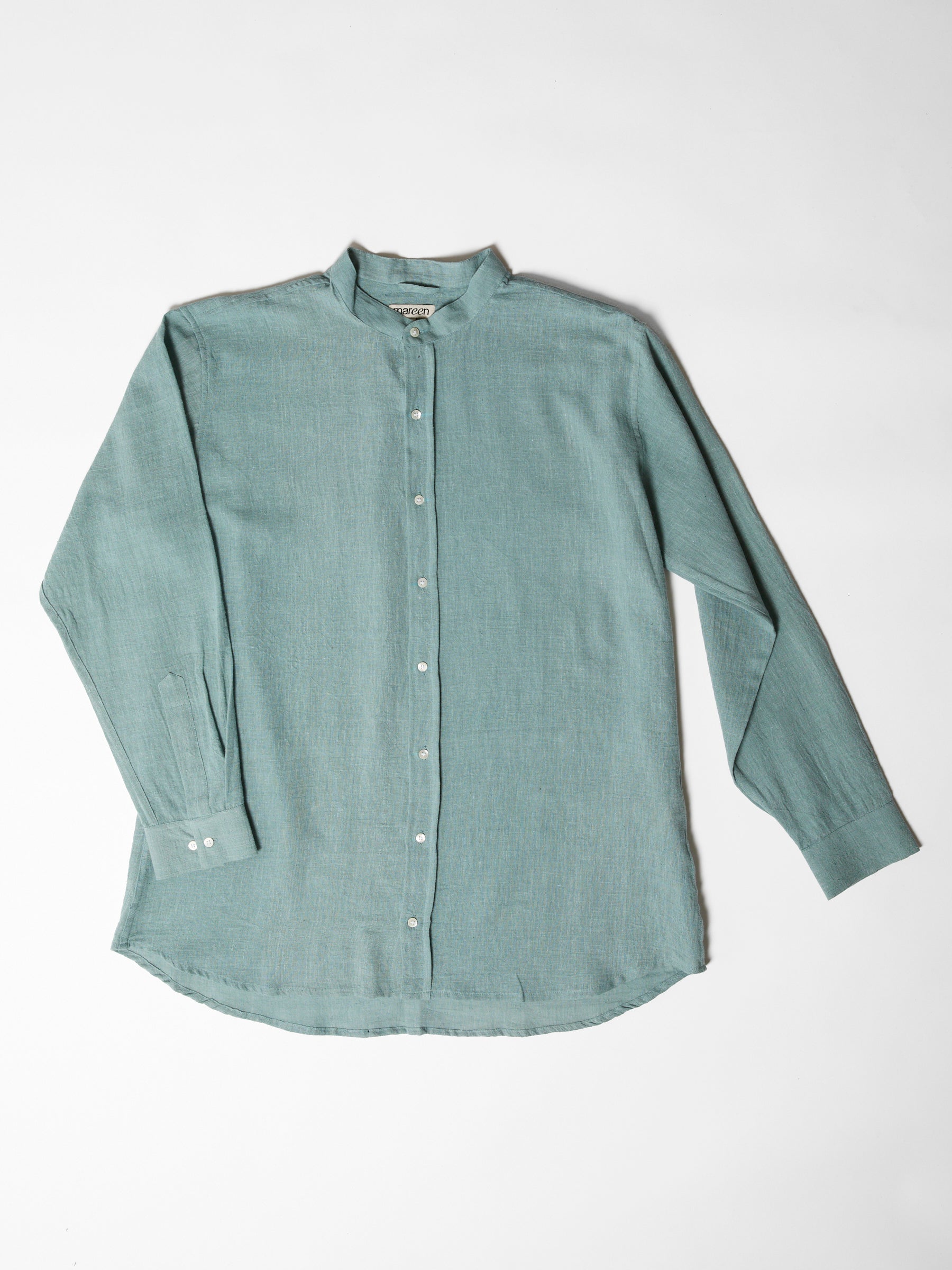 Men's Mandarin Collar Shirt- Mint Green