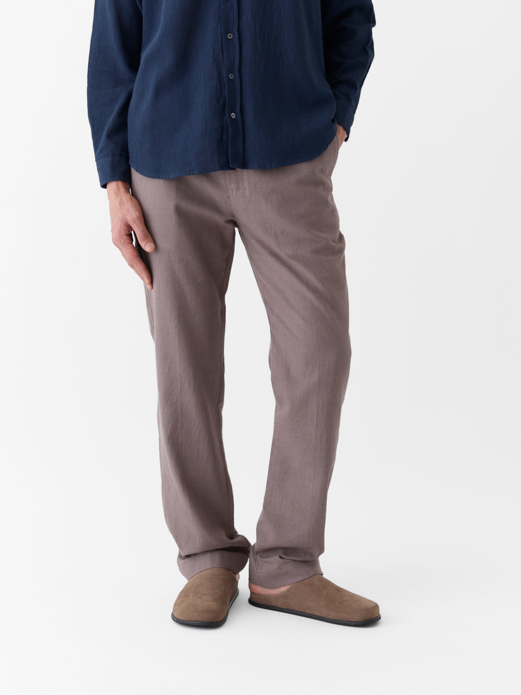Men's Slim Fit Pants- Grayish Brown