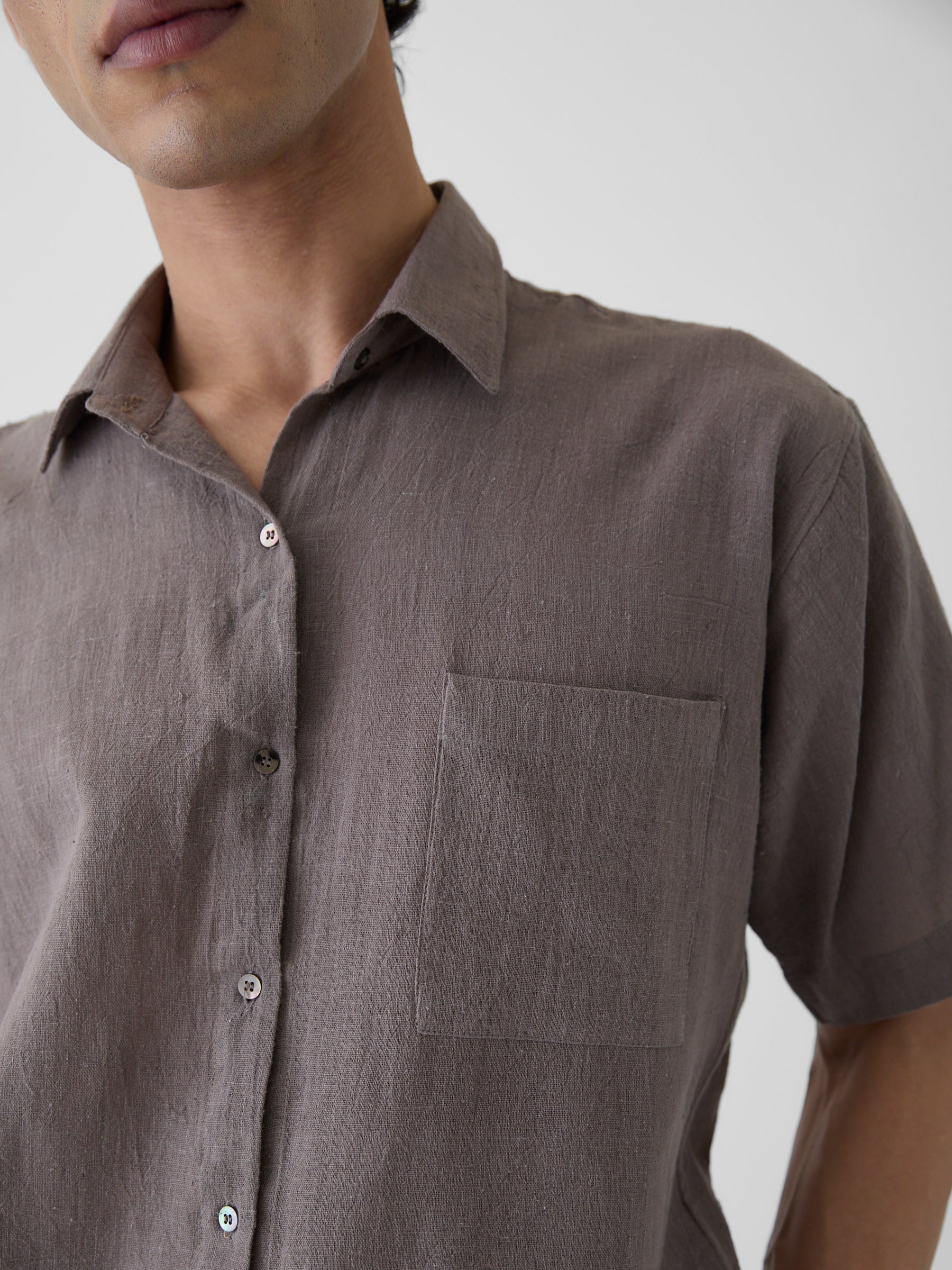 Men's Half Sleeve Shirt- Grayish Brown