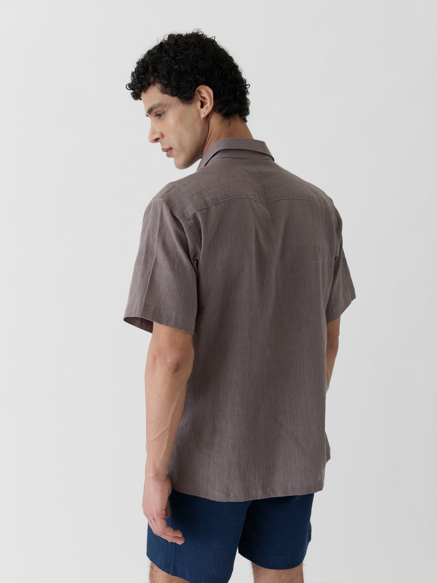 Men's Half Sleeve Shirt- Grayish Brown