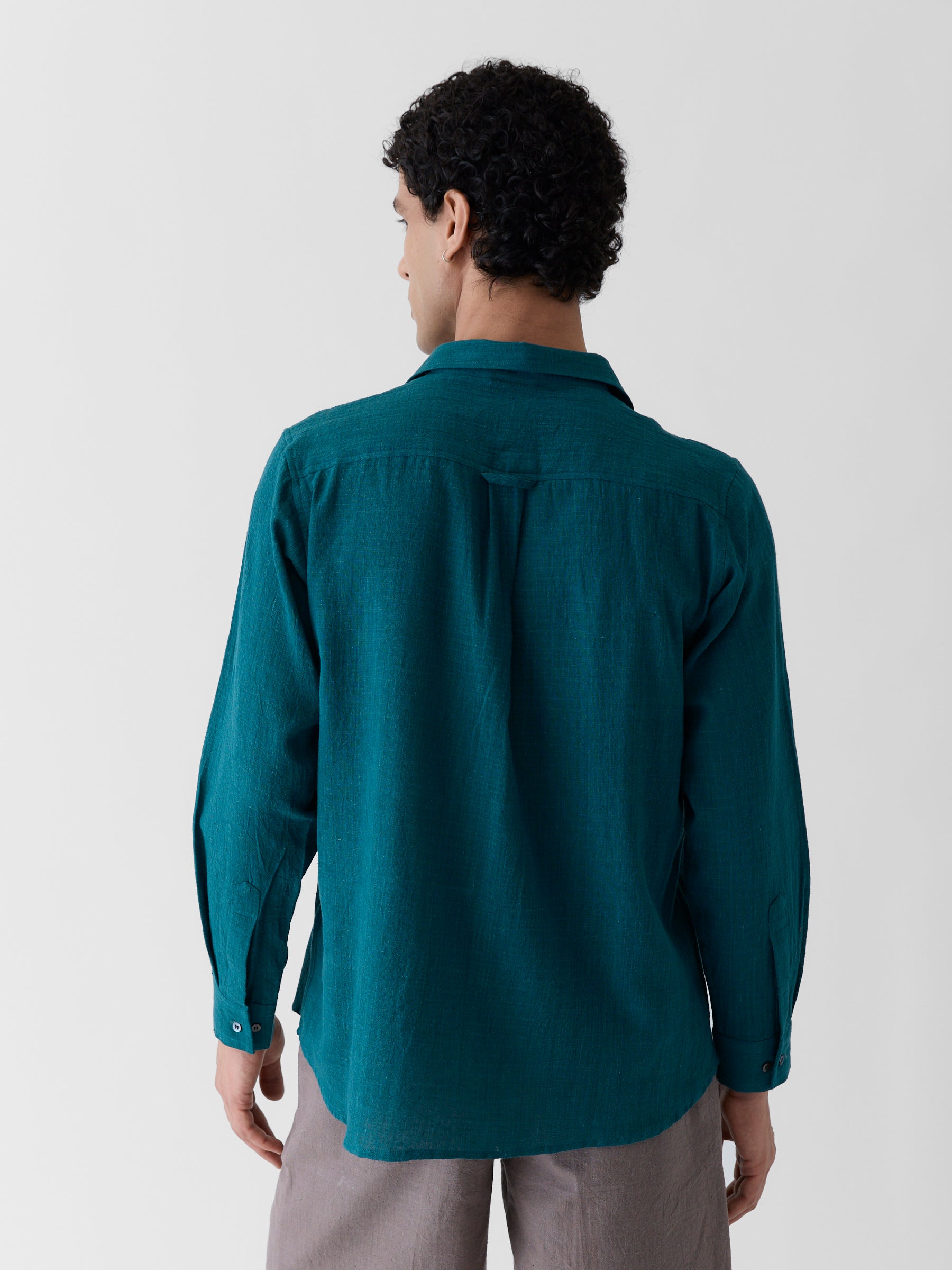 Men's Regular Collar Shirt- Teal Green