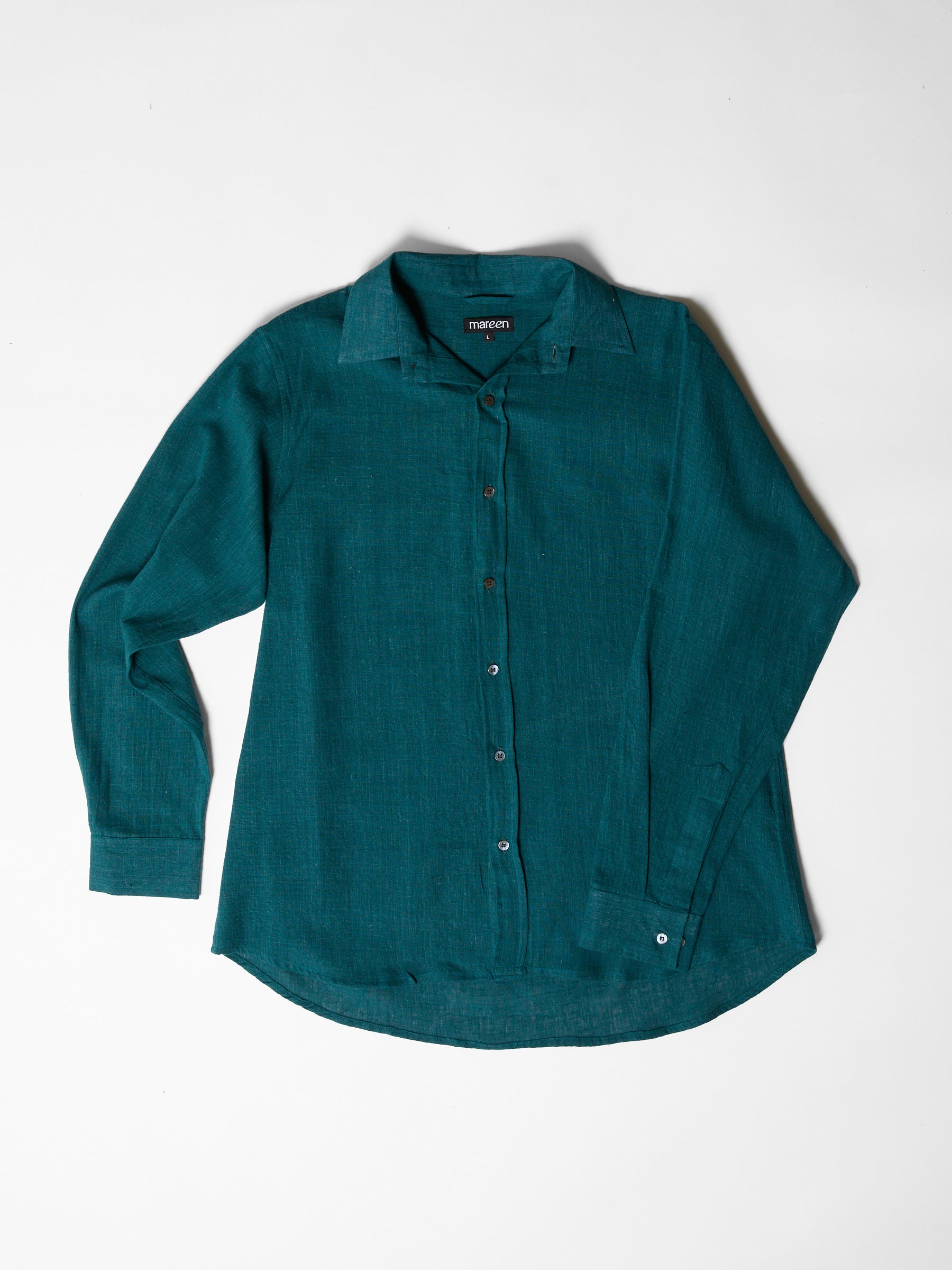Men's Regular Collar Shirt- Teal Green