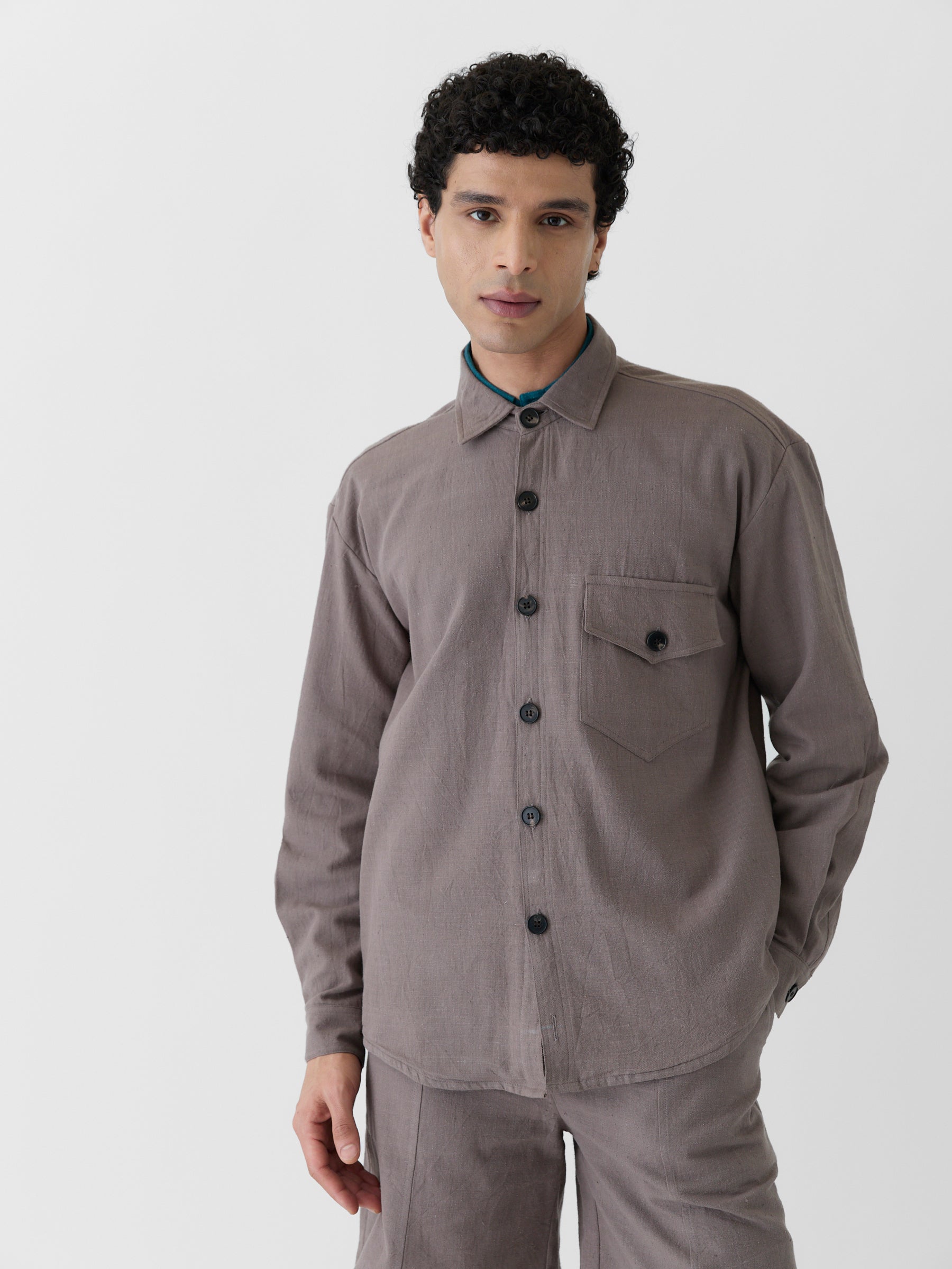 Men's Mono Pocket Jacket- Grayish Brown