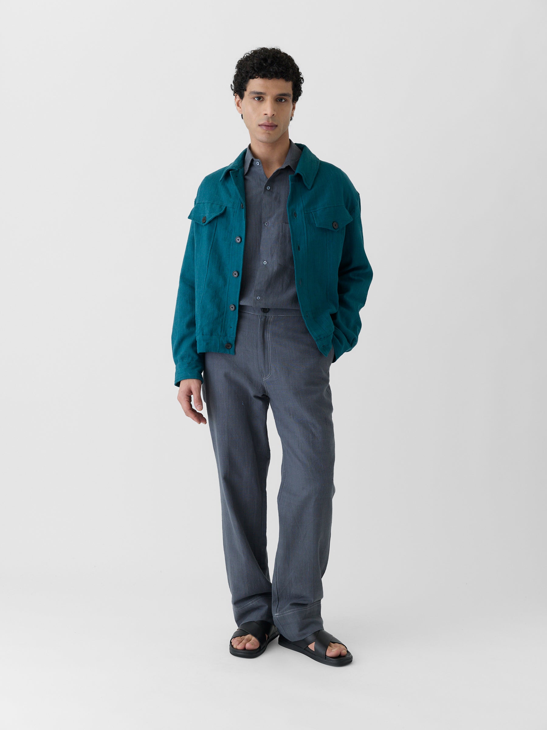 Men's Short Jacket- Teal Green