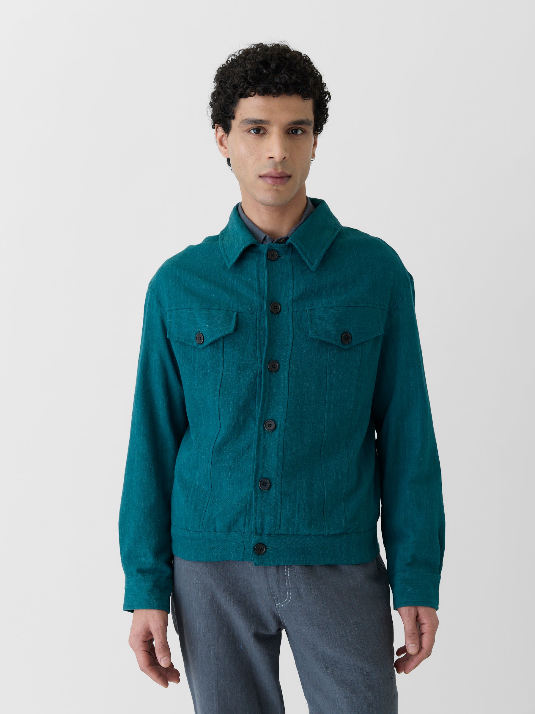 Men's Short Jacket- Teal Green