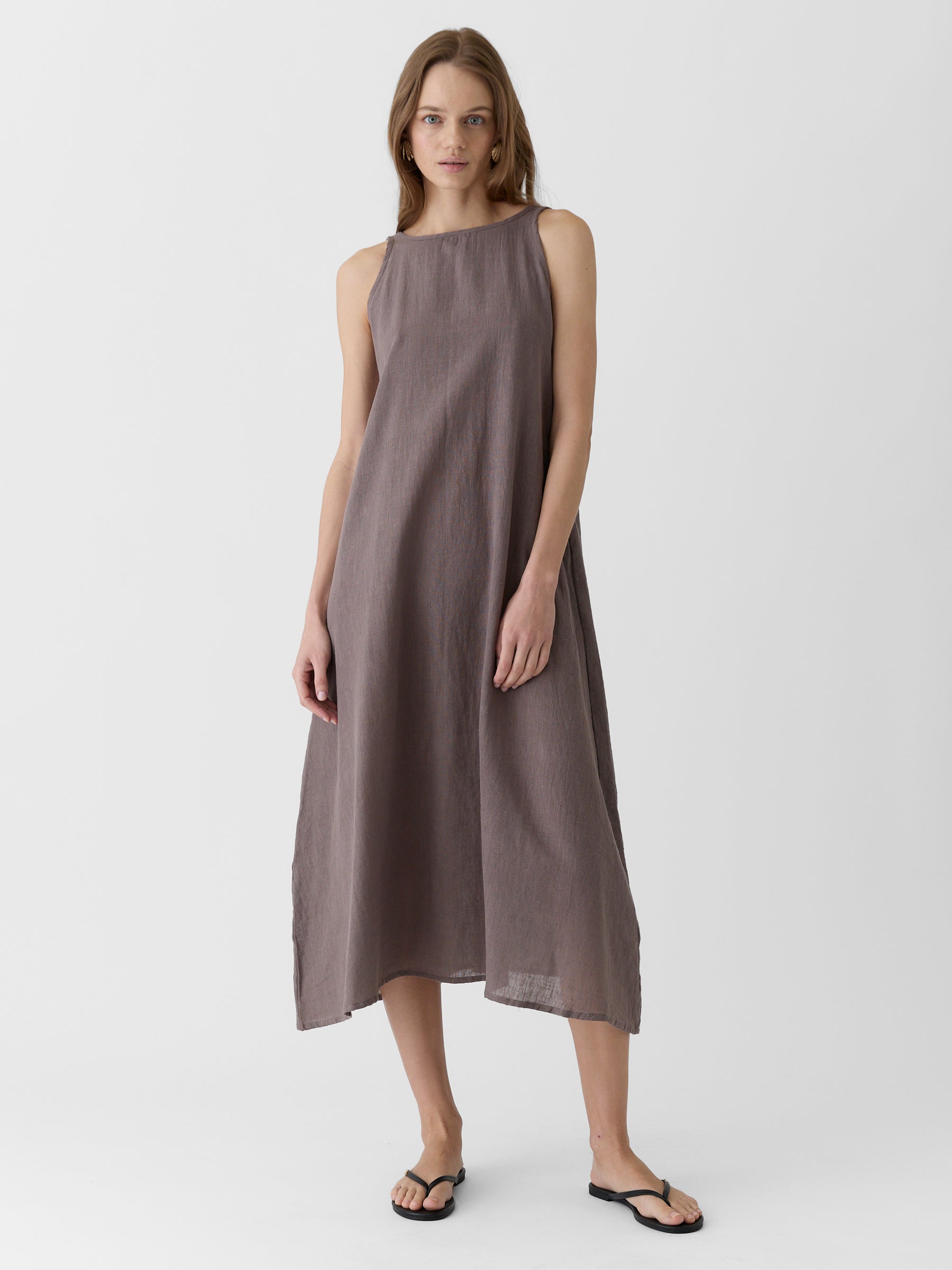 Women's A-Line Maxi Dress- Grayish Brown