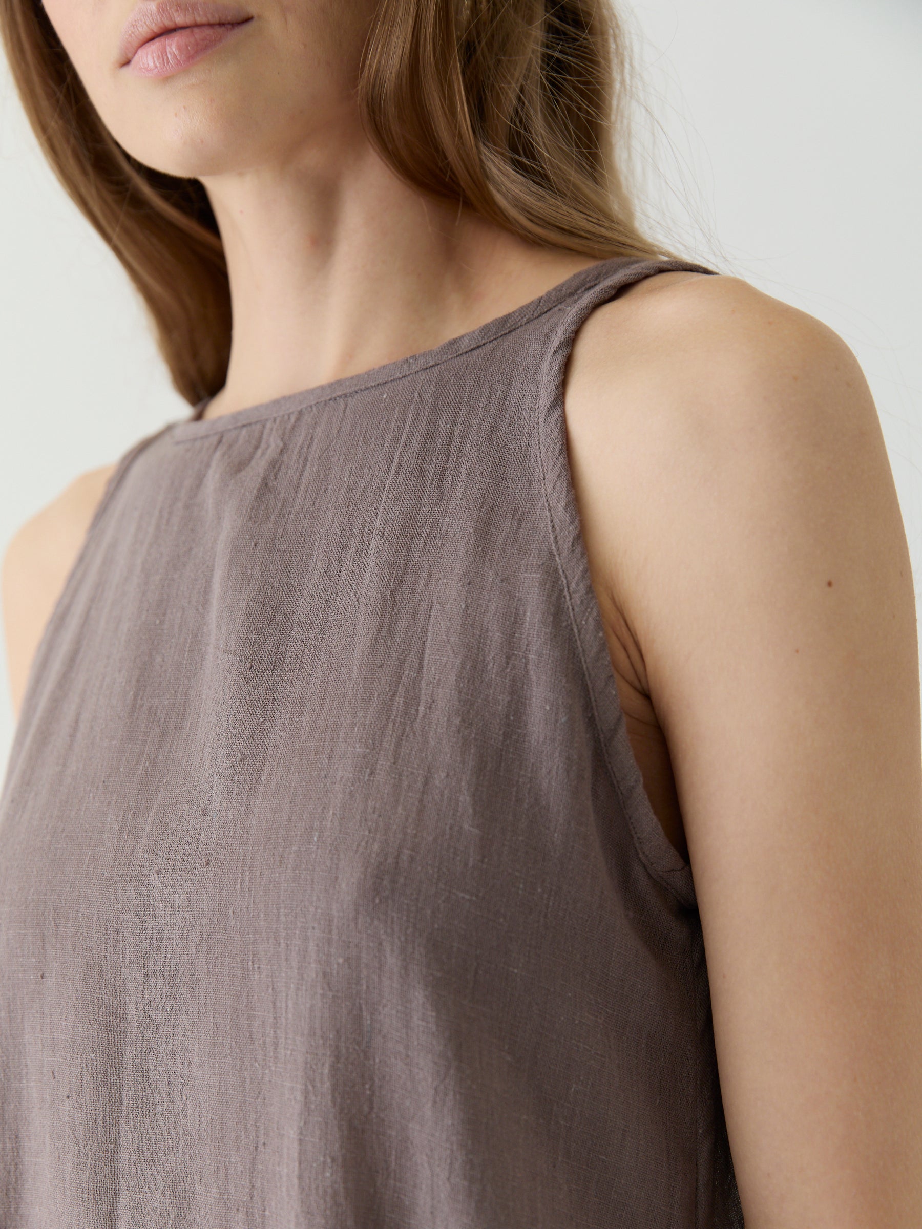 Women's A-Line Maxi Dress- Grayish Brown