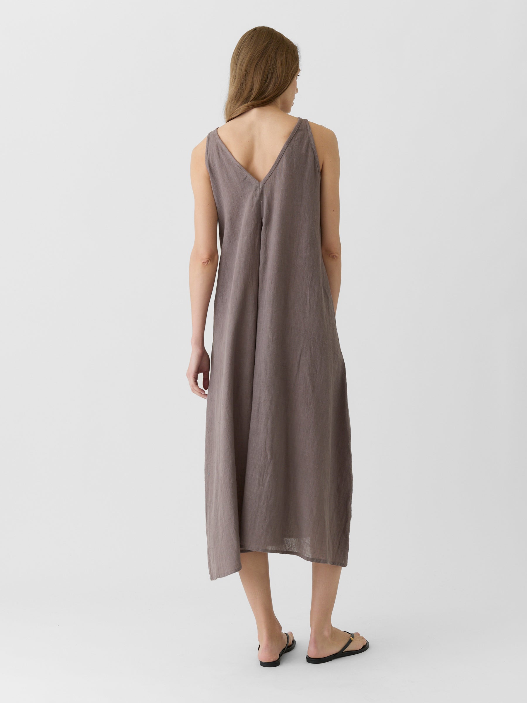 Women's A-Line Maxi Dress- Grayish Brown