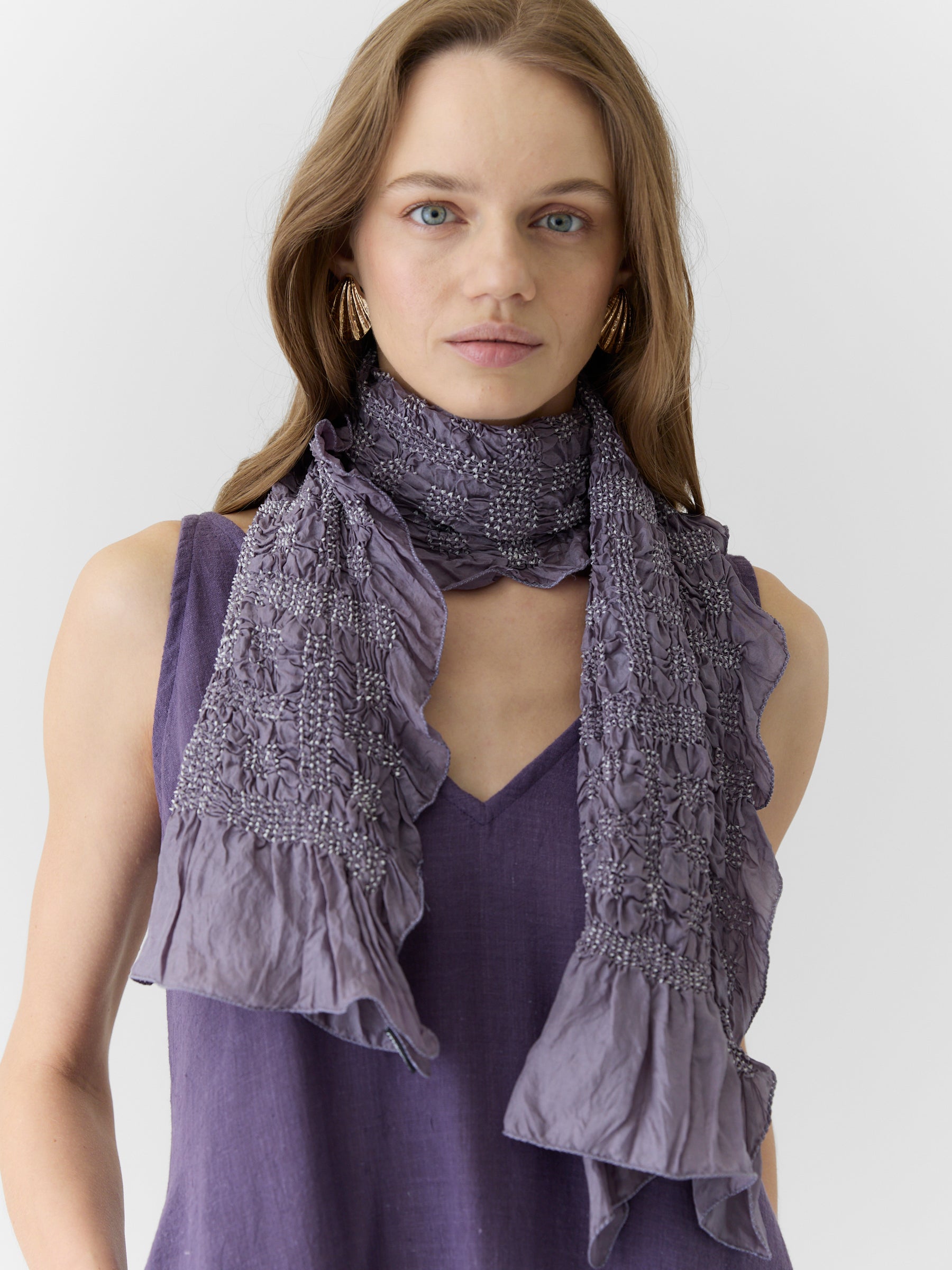 Tie-Dye Silk Scarf- Slate Blue