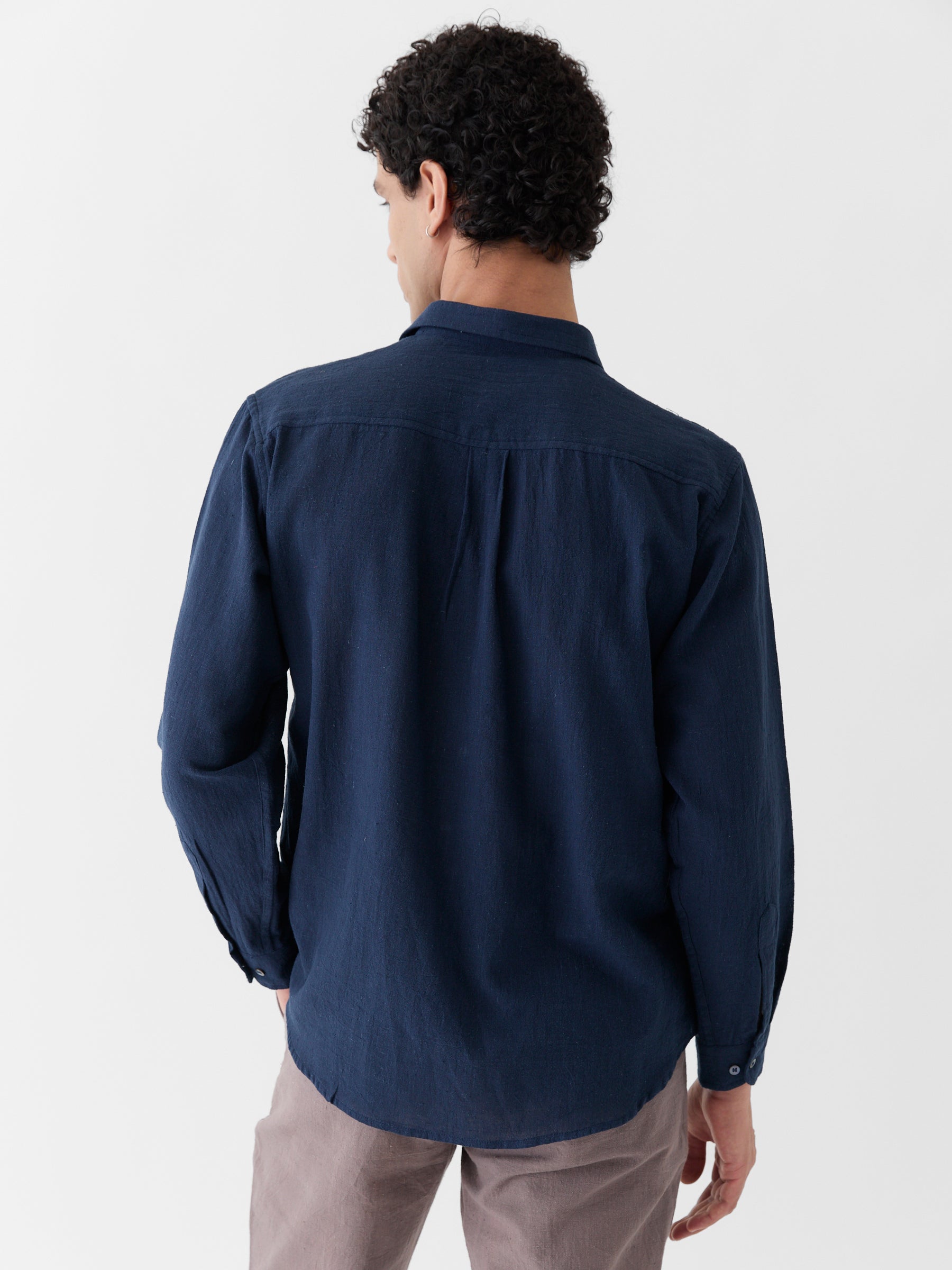 Men's Regular Collar Shirt- Navy Blue
