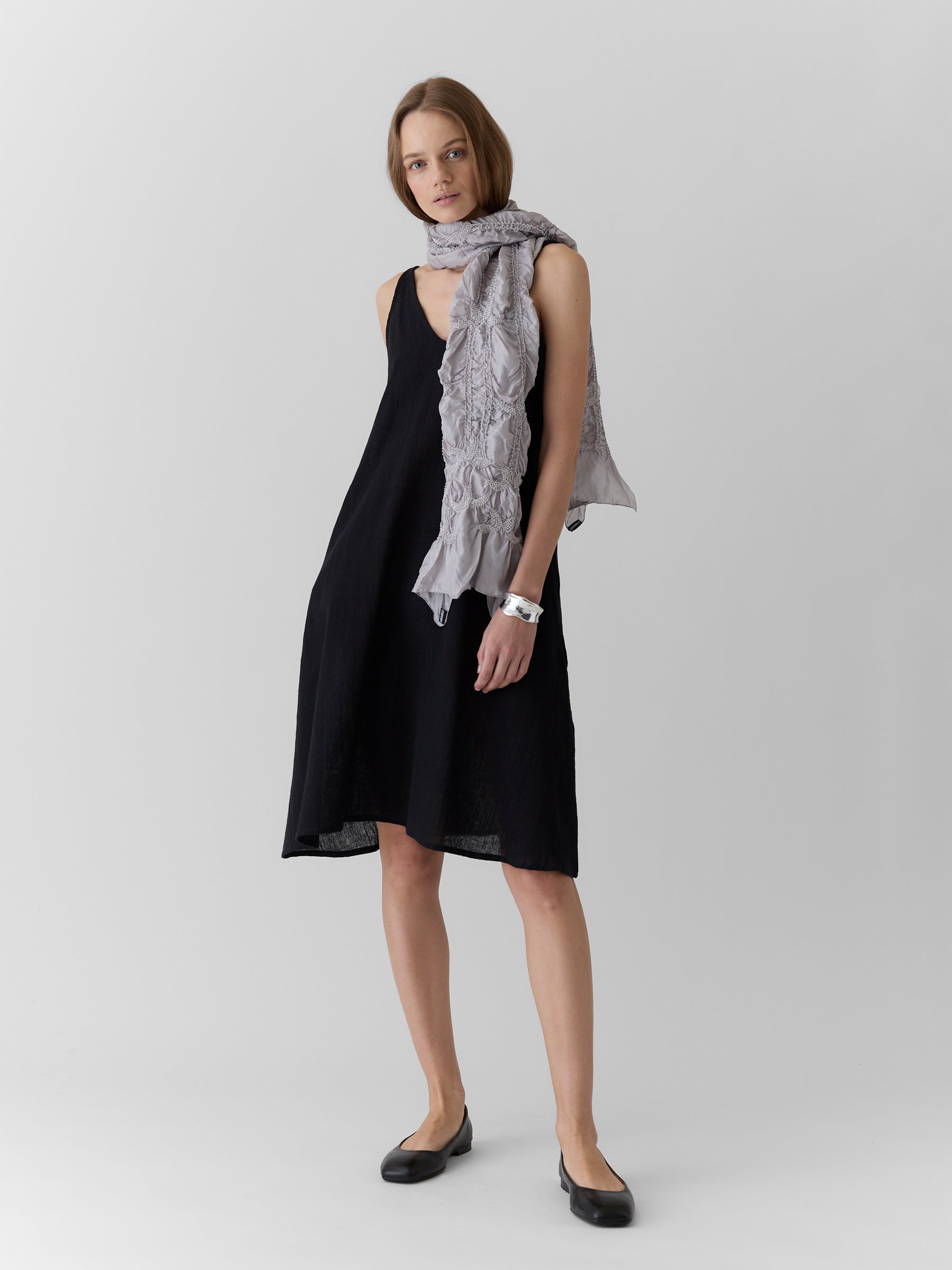 Women's V-Neck Midi Dress- Black