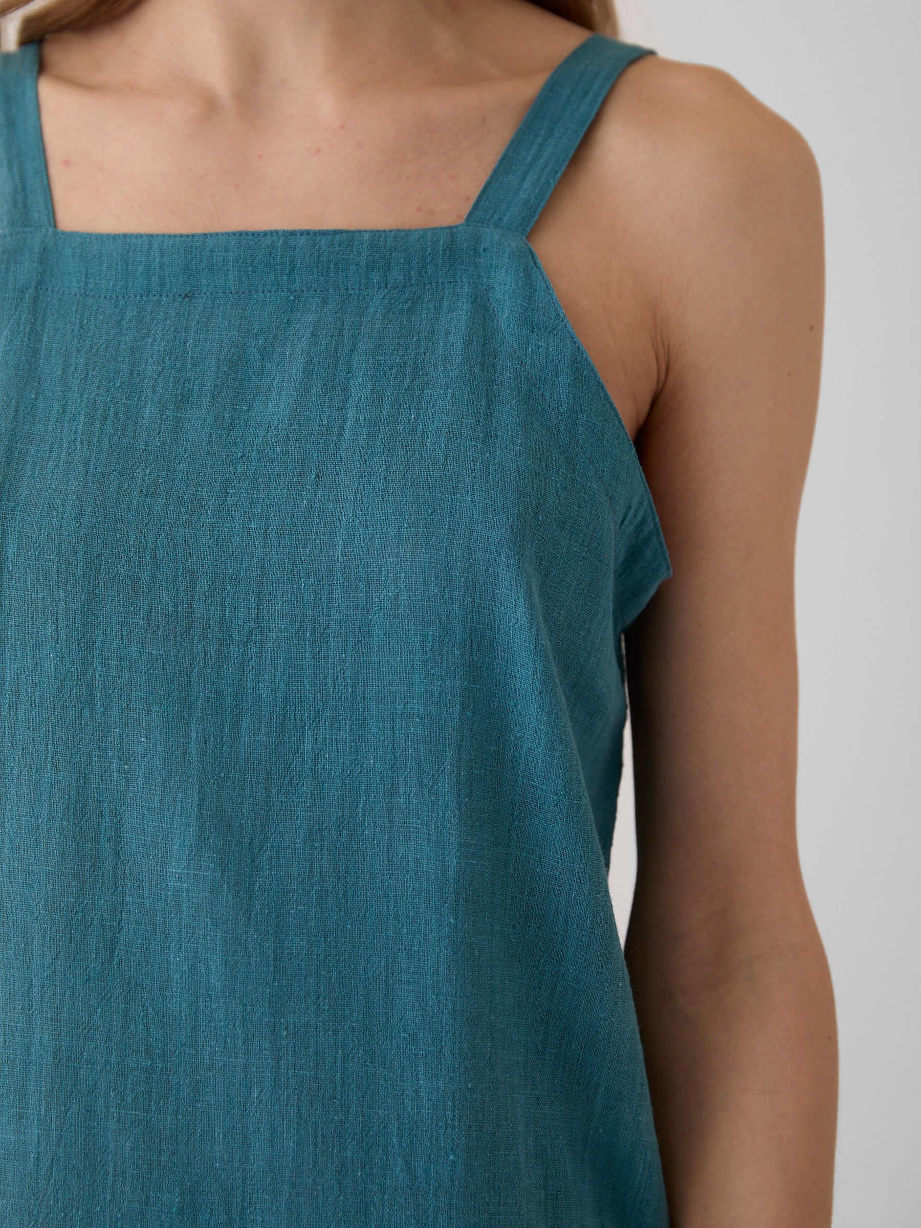 Women's Short Dress- Dark Cyan Blue