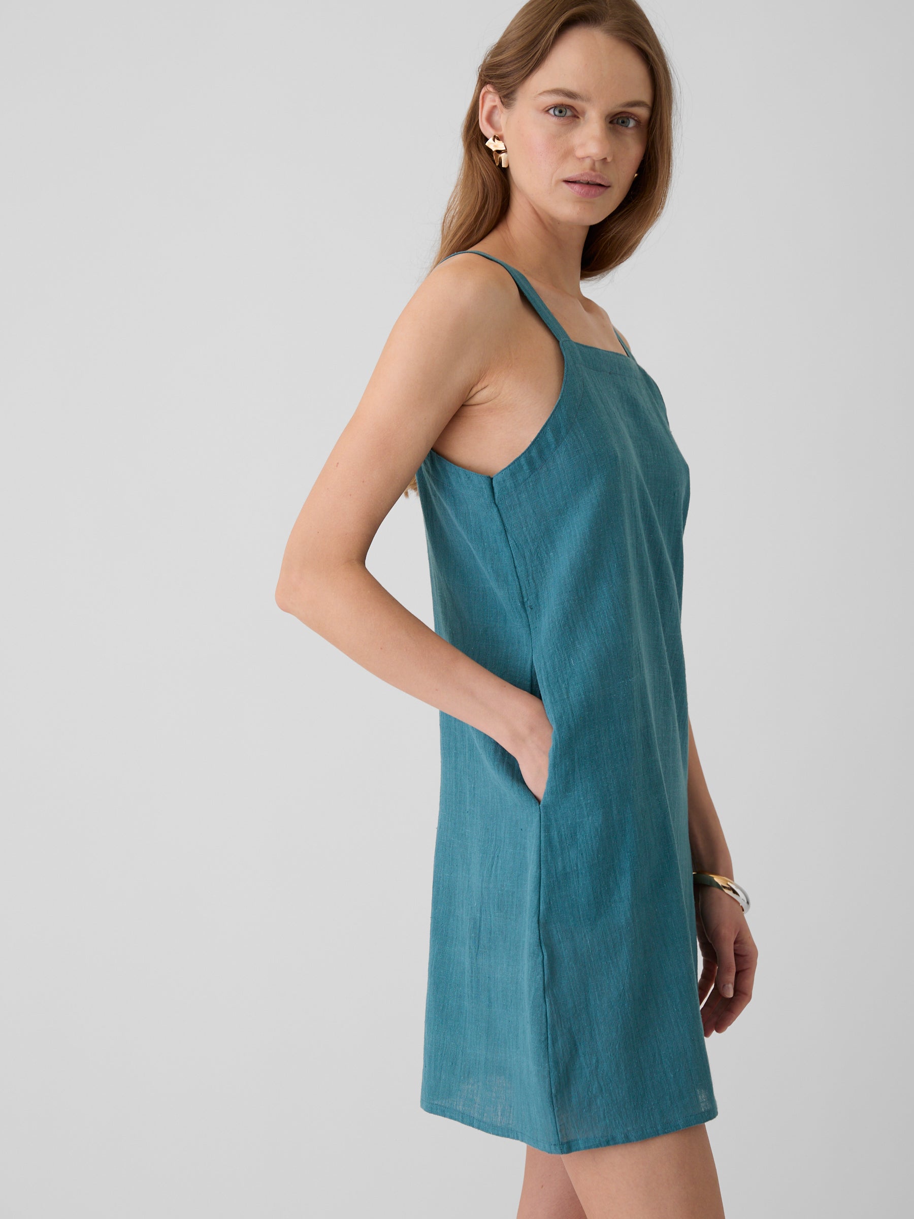 Women's Short Dress- Dark Cyan Blue
