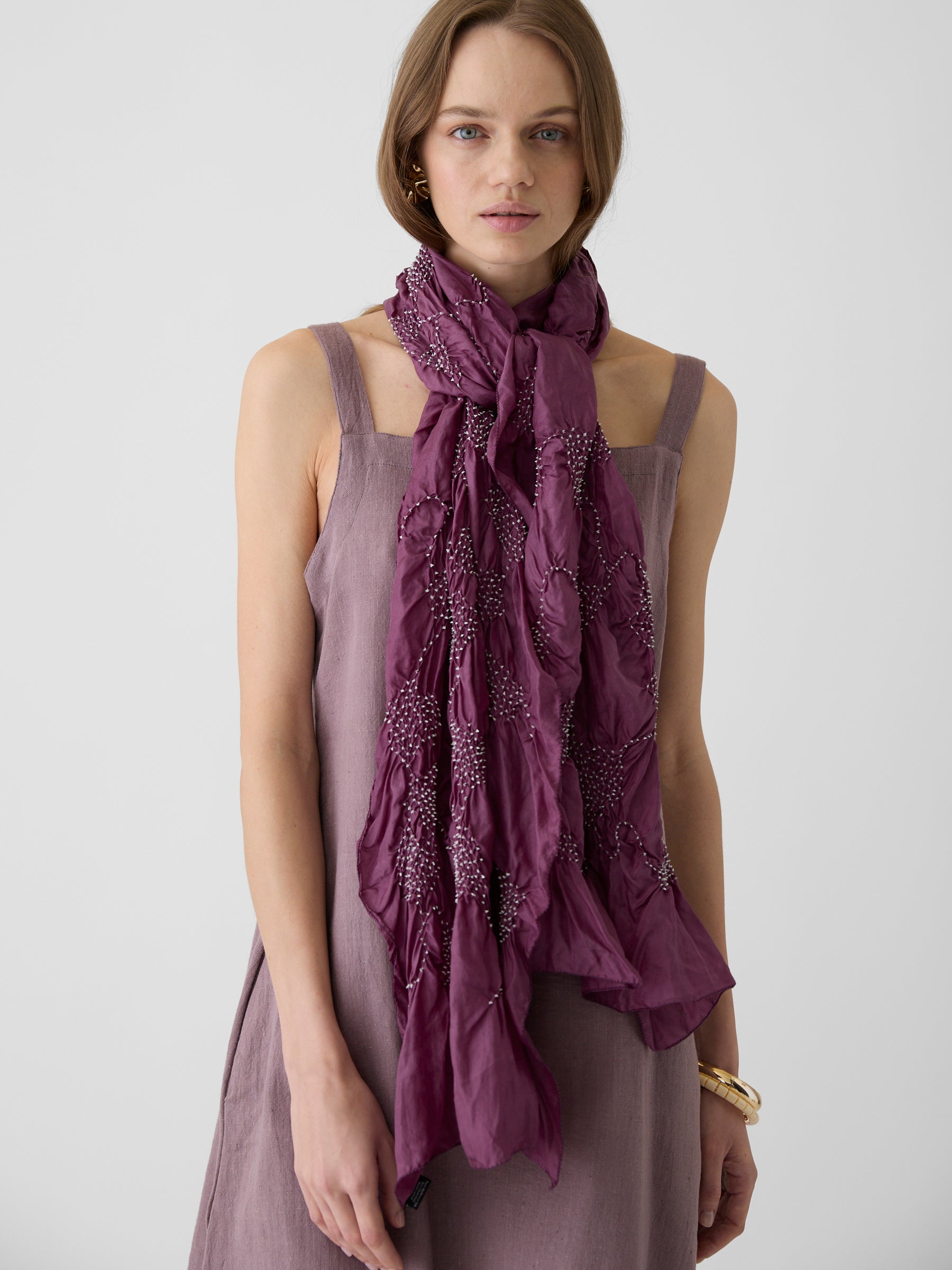 Tie-Dye Silk Scarf- Mulberry Wine