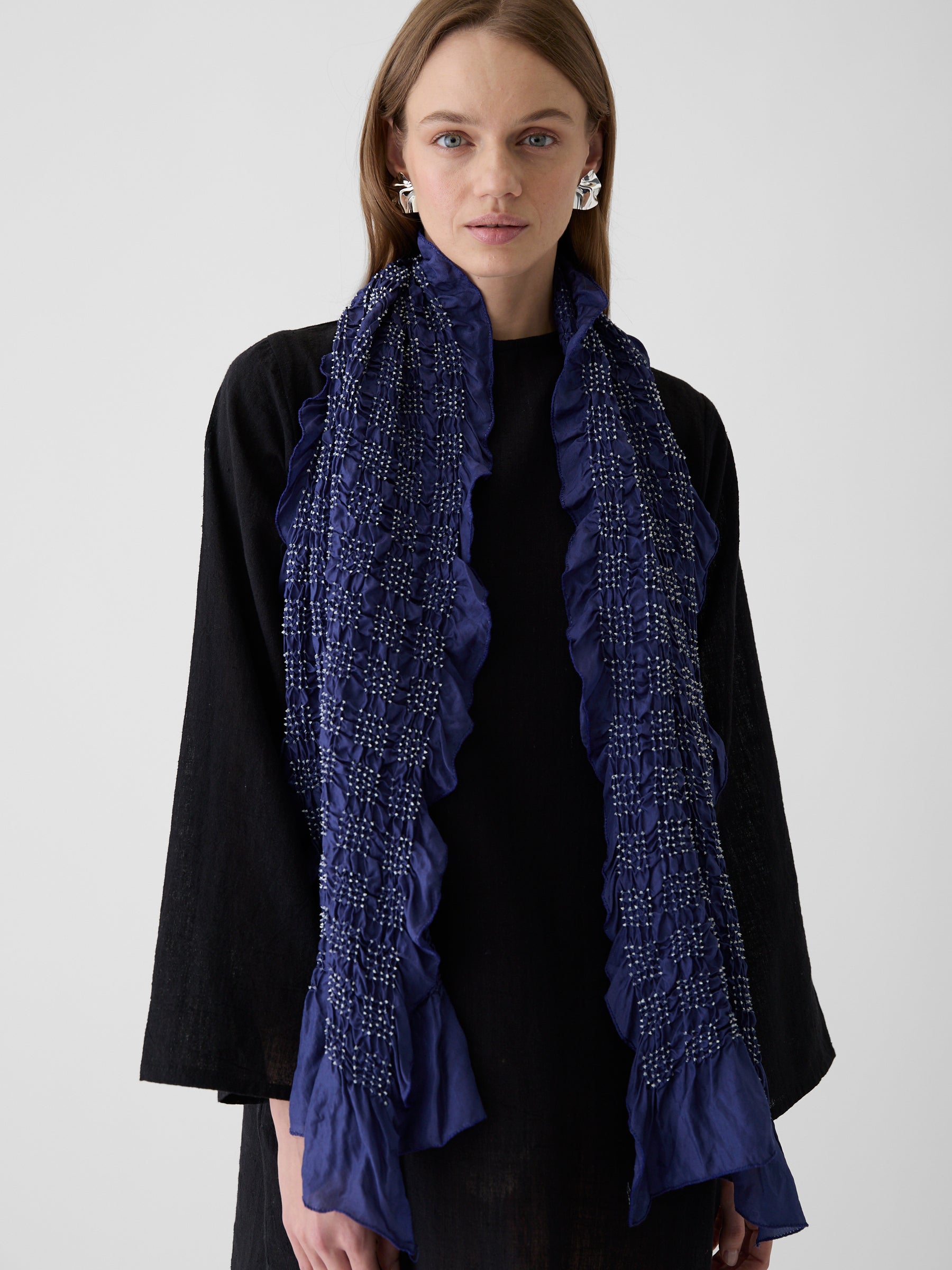 Tie-Dye Silk Scarf- Deep Indigo