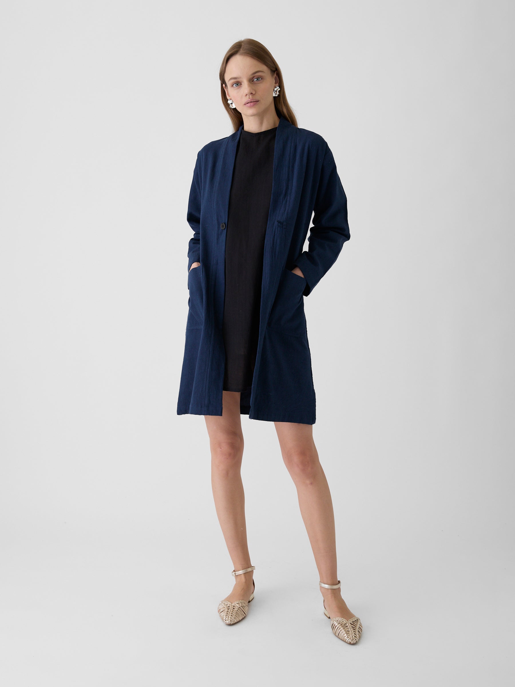 Women's Long Jacket- Navy Blue