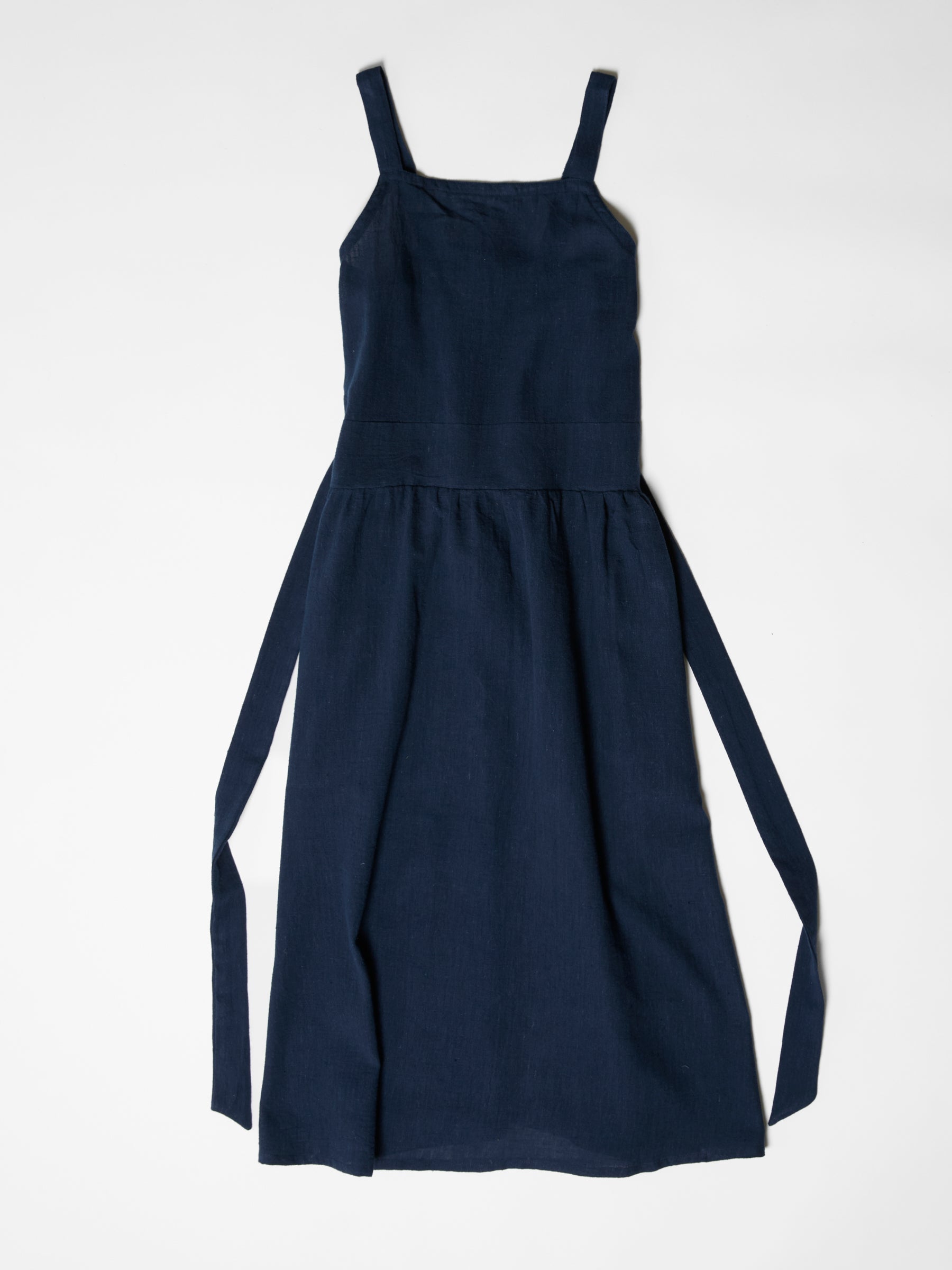 Women's Tie-Waist Midi Dress- Navy Blue
