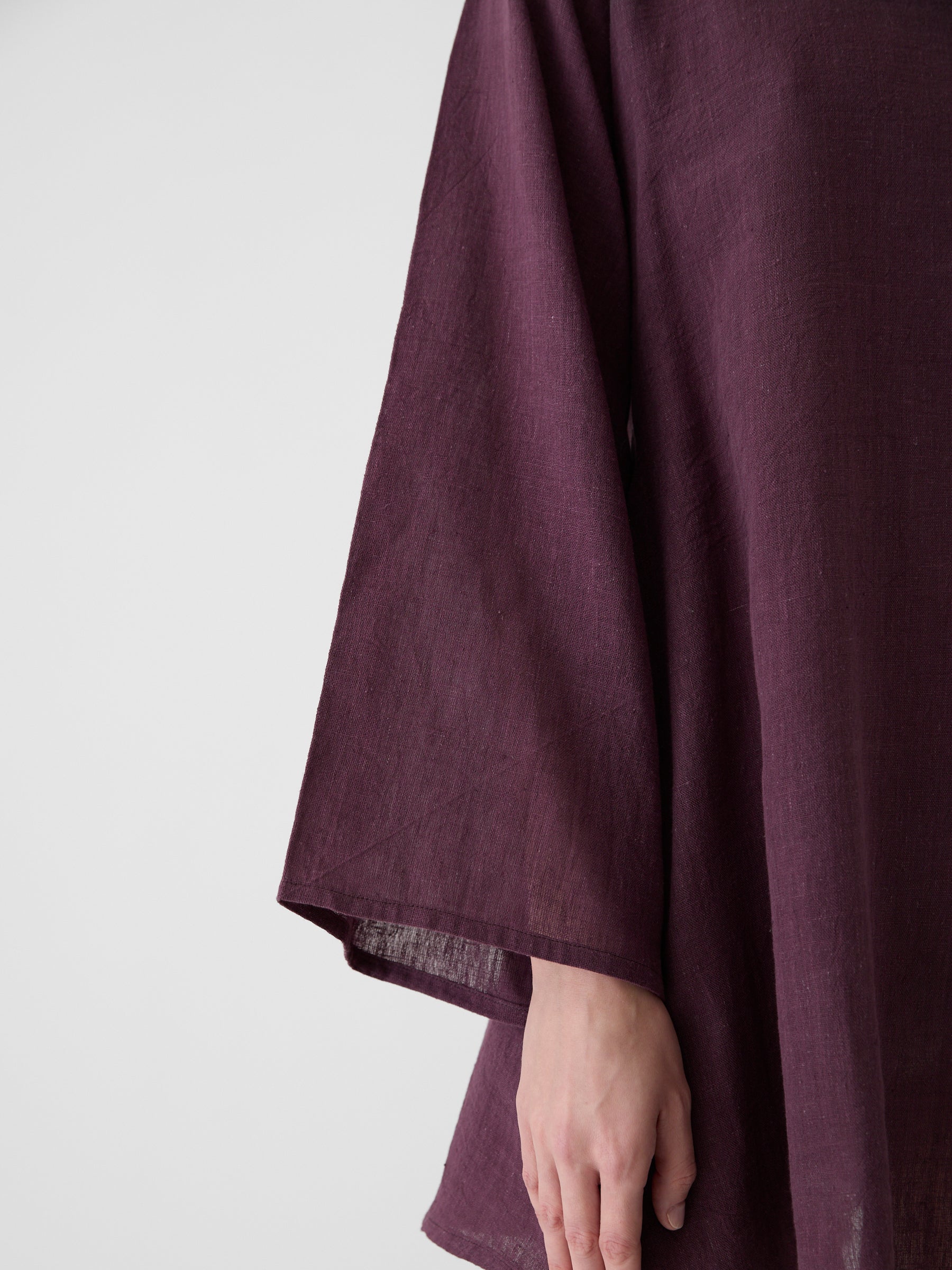 Women's Bell Sleeve Short Dress- Aubergine Purple