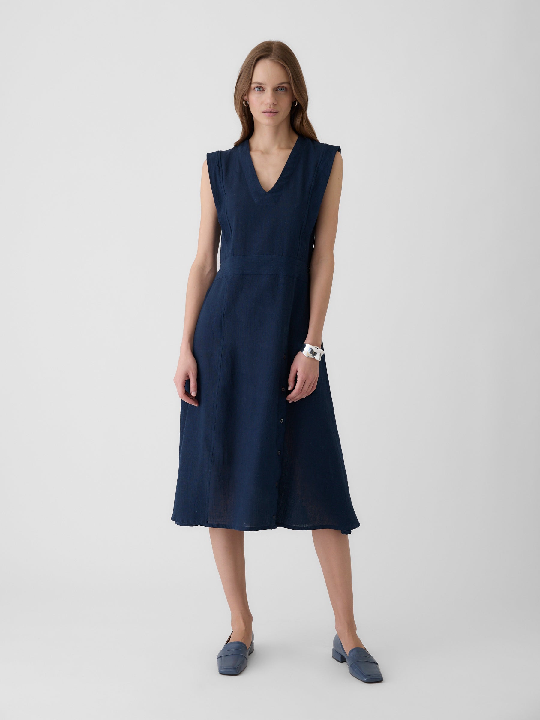 Women's Slit Dress- Navy Blue