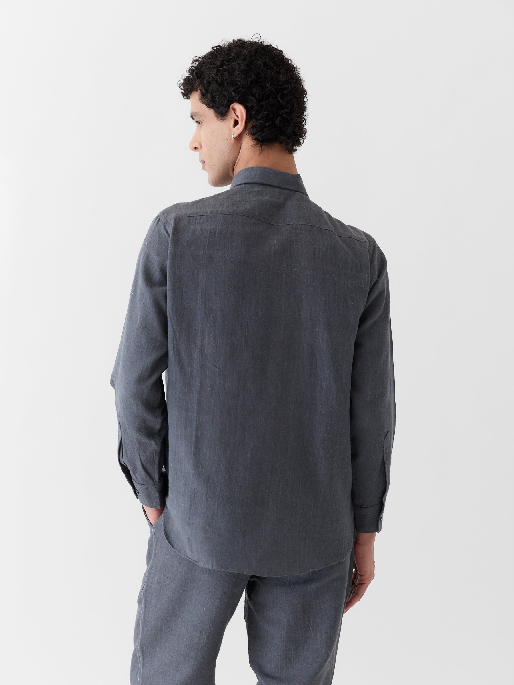 Men's Pocket Collar Shirt- Graphite Gray