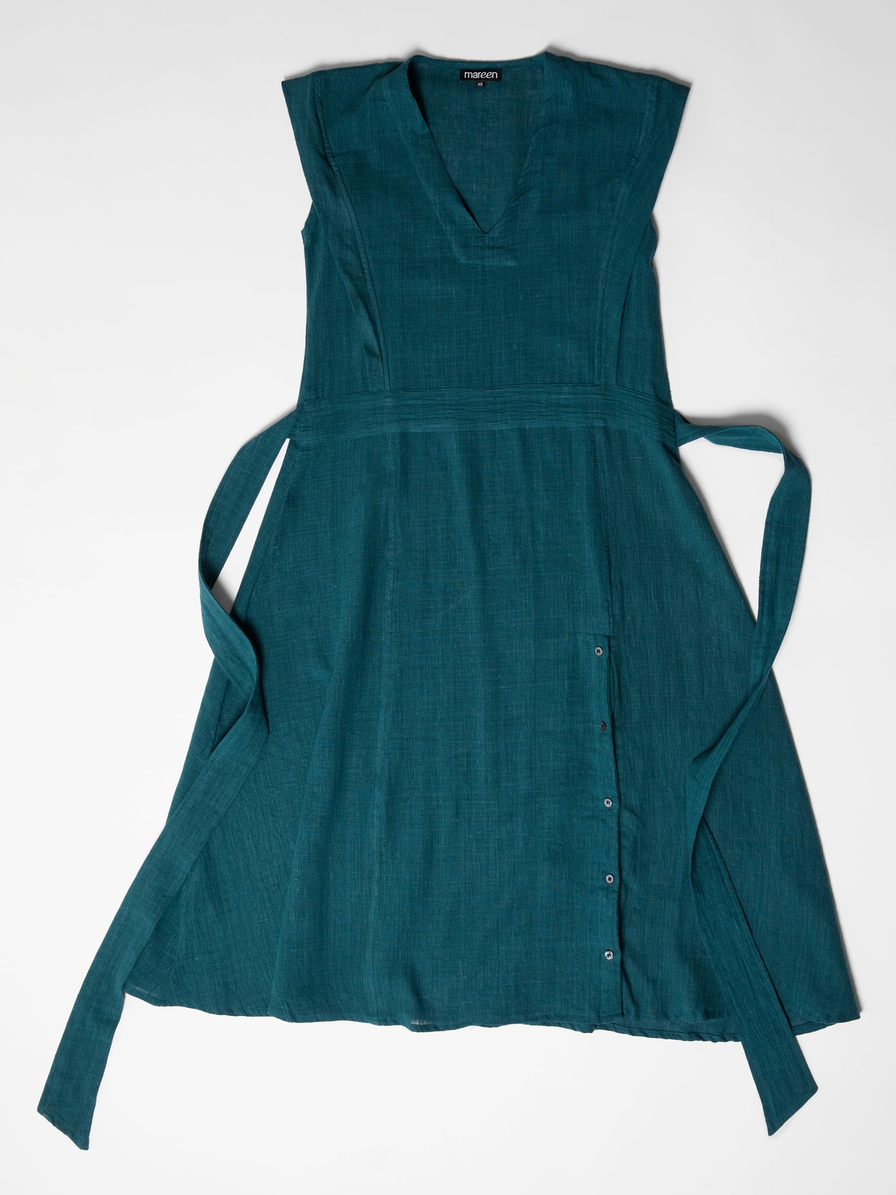 Women's Slit Dress- Teal Green