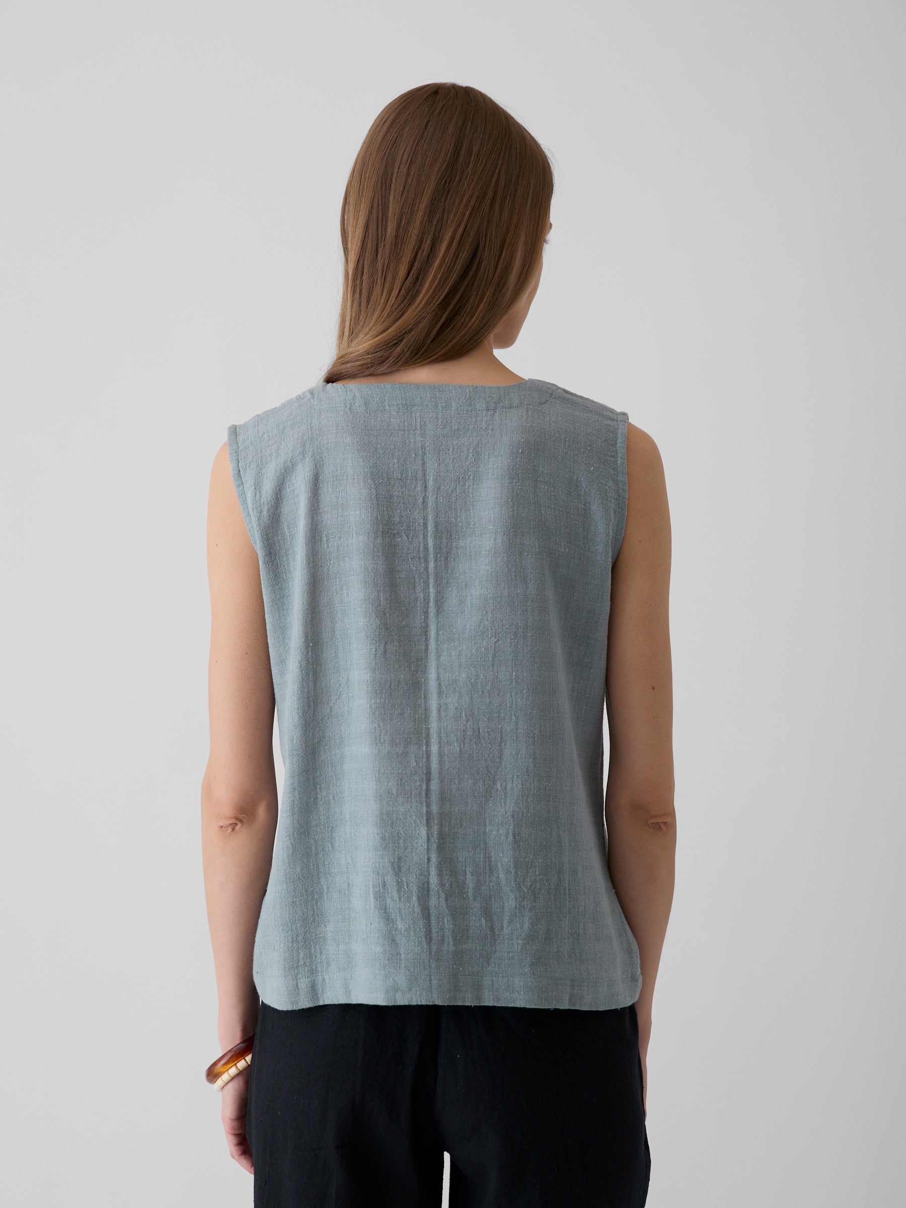 Women's V-Neck Crop Top- Greenish Gray