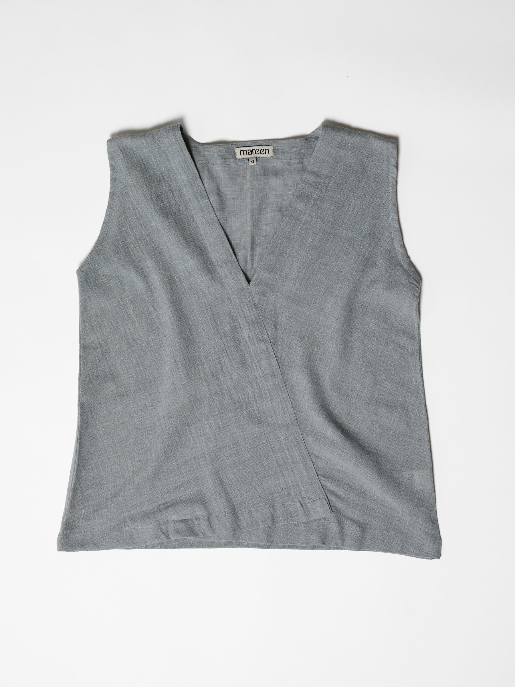 Women's V-Neck Crop Top- Greenish Gray