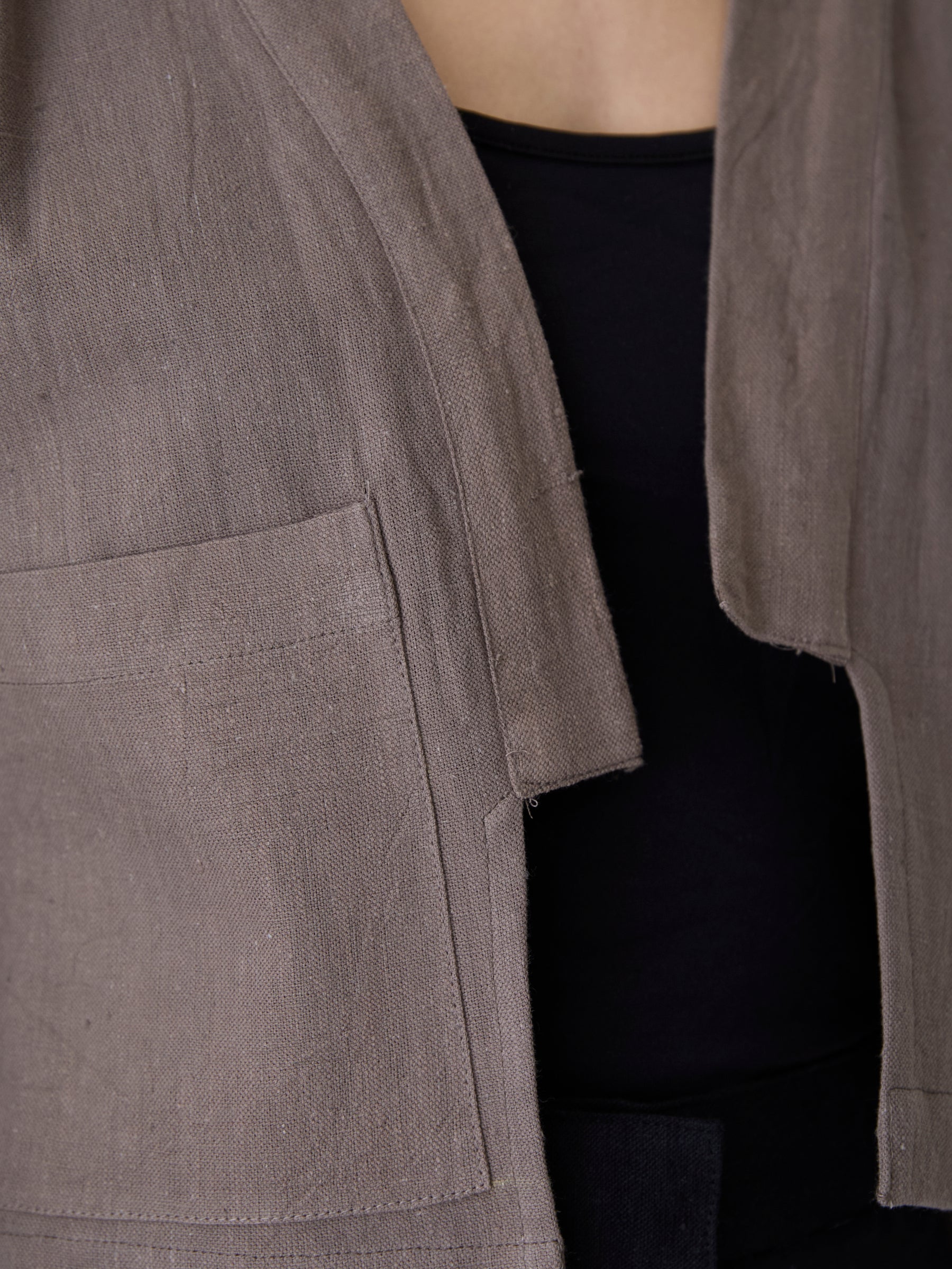 Women's Crop Jacket- Grayish Brown