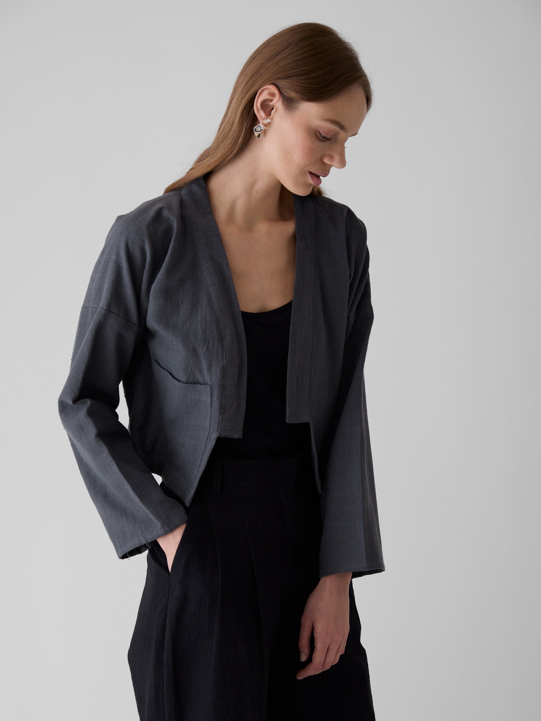 Women's Crop Jacket- Graphite Gray