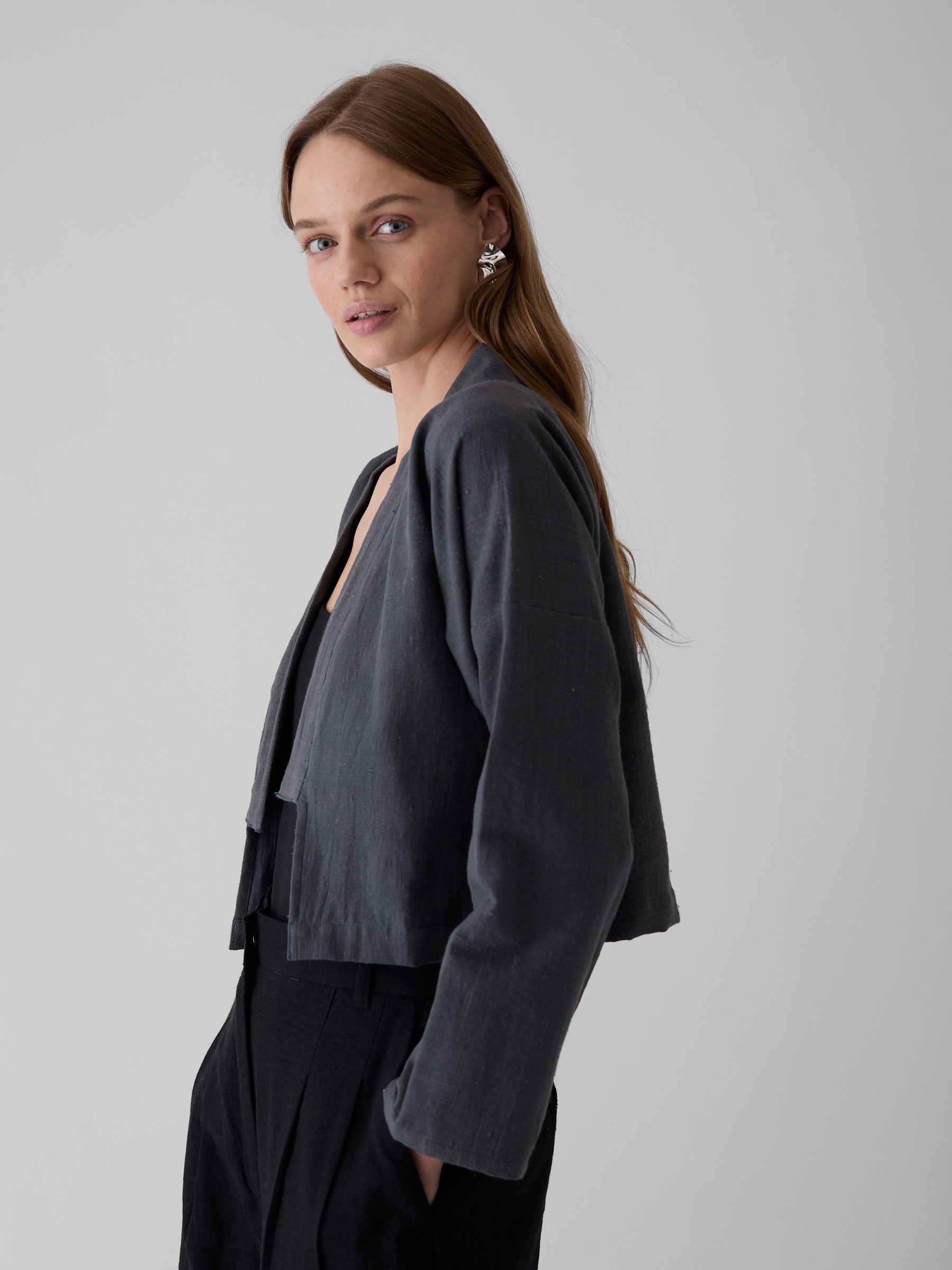 Women's Crop Jacket- Graphite Gray