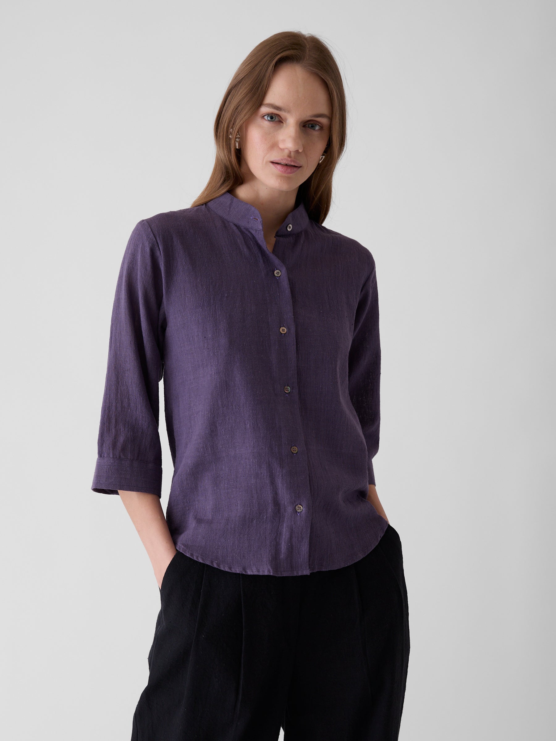 Women's Loose Sleeve Shirt- Plum Purple