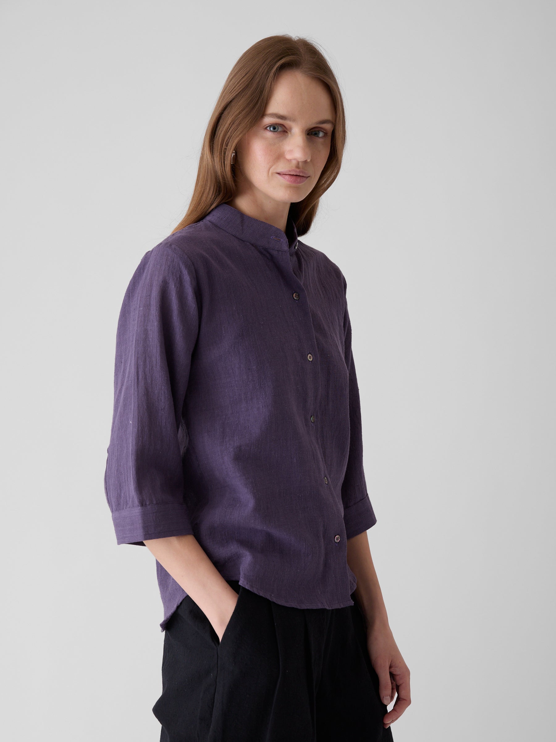 Women's Loose Sleeve Shirt- Plum Purple