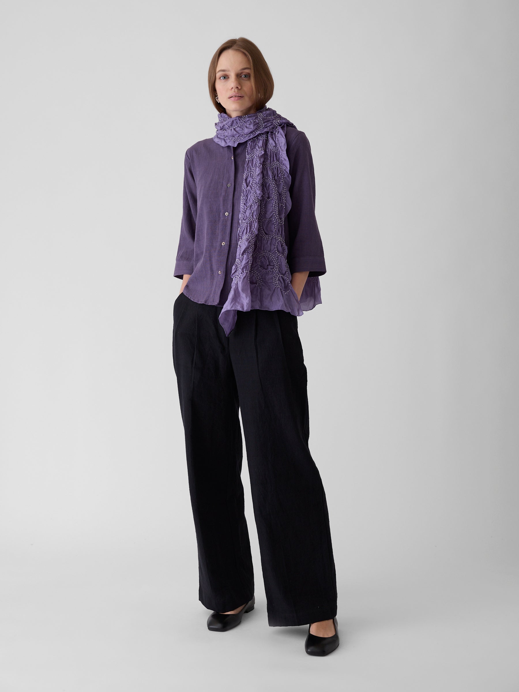 Women's Loose Sleeve Shirt- Plum Purple