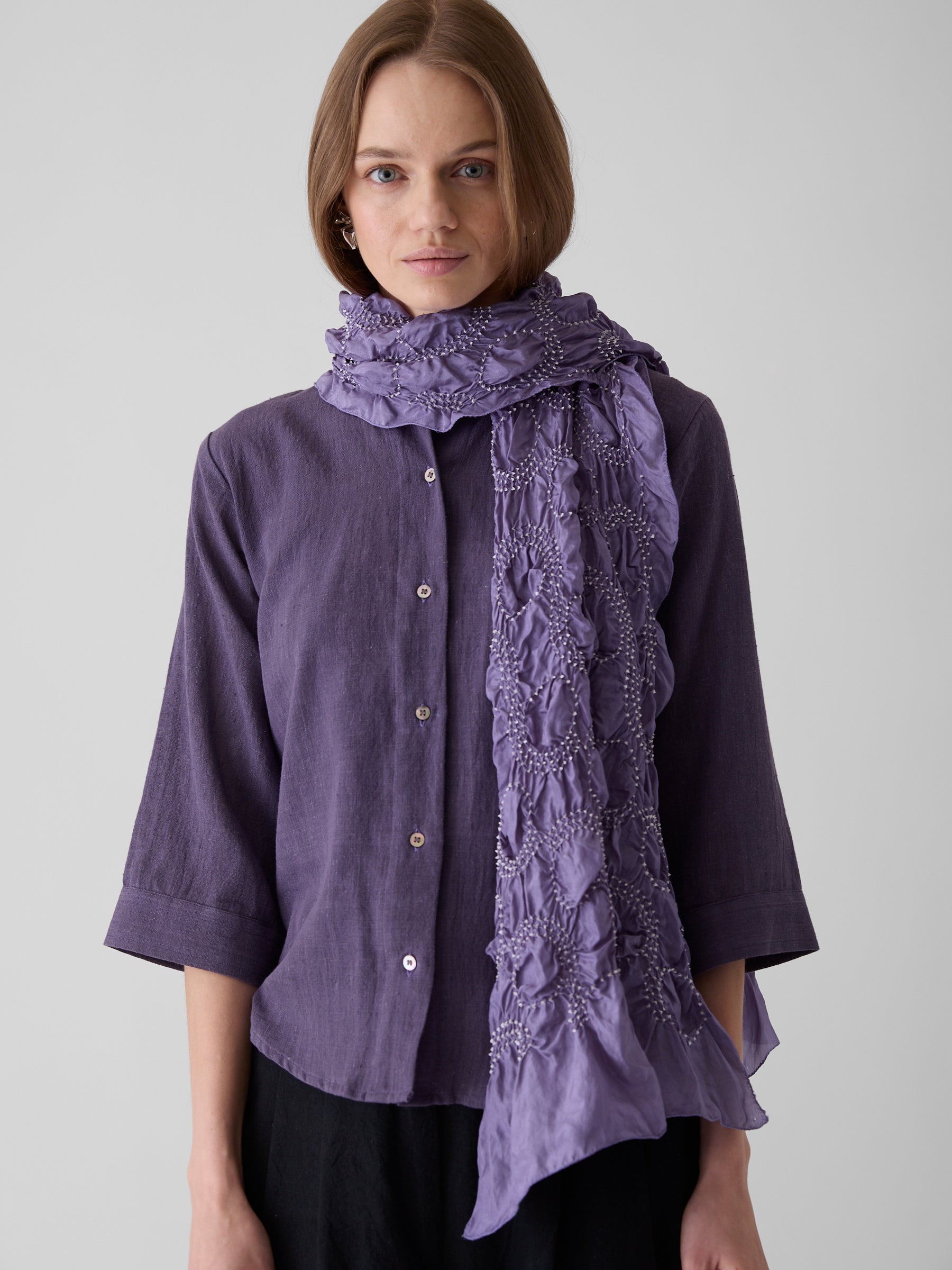 Tie-Dye Silk Scarf- Lavender Purple