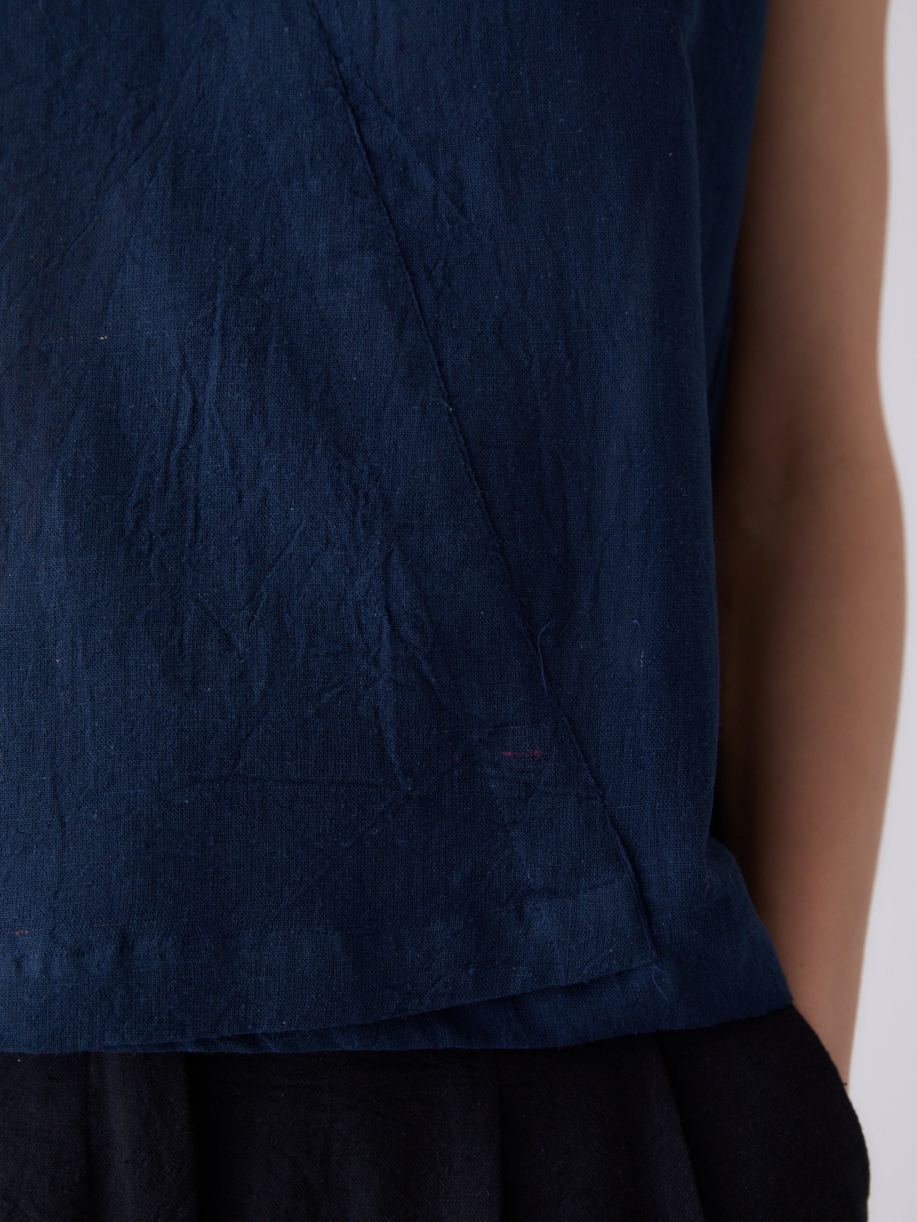 Women's V-Neck Crop Top- Navy Blue