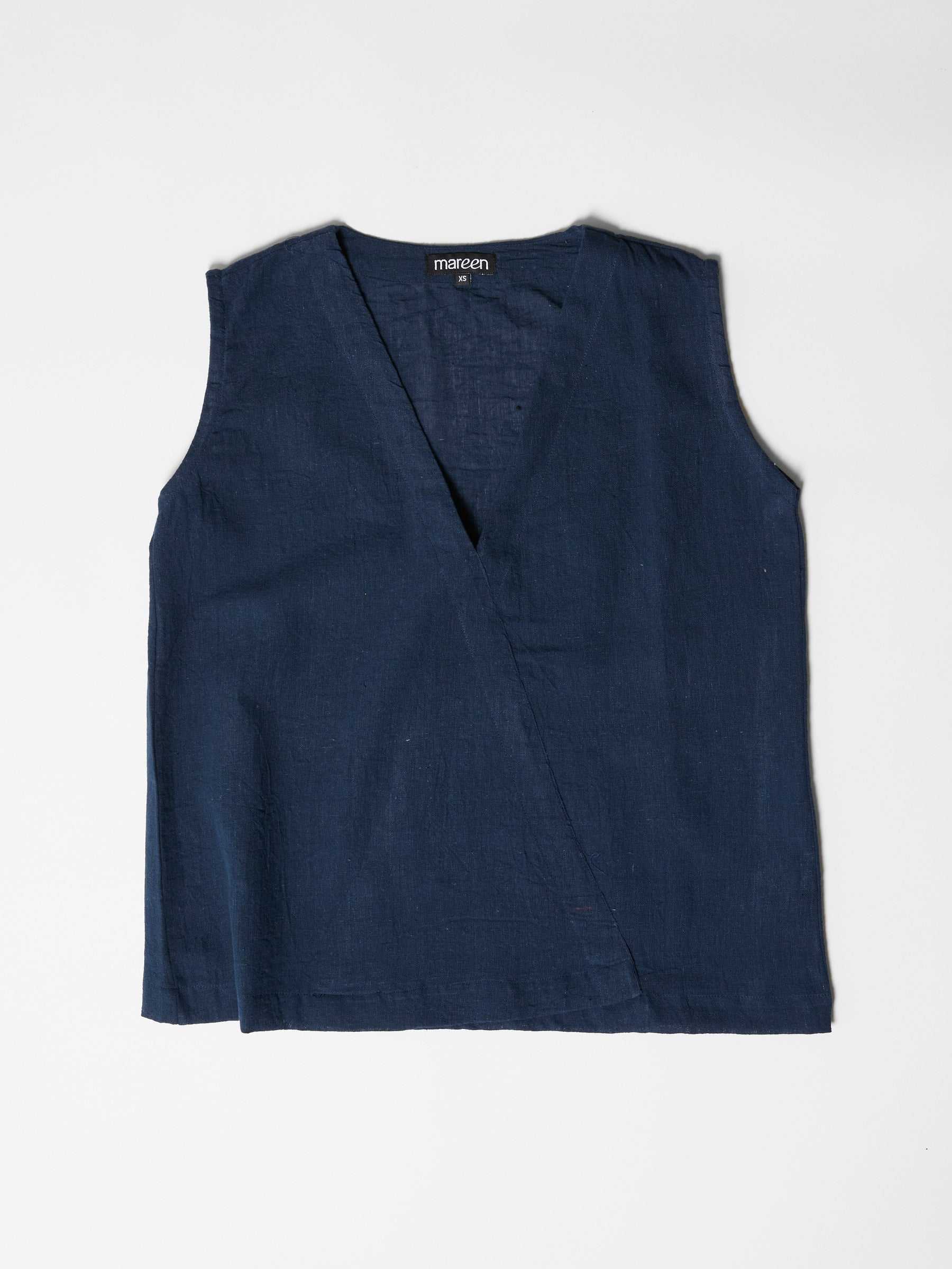 Women's V-Neck Crop Top- Navy Blue