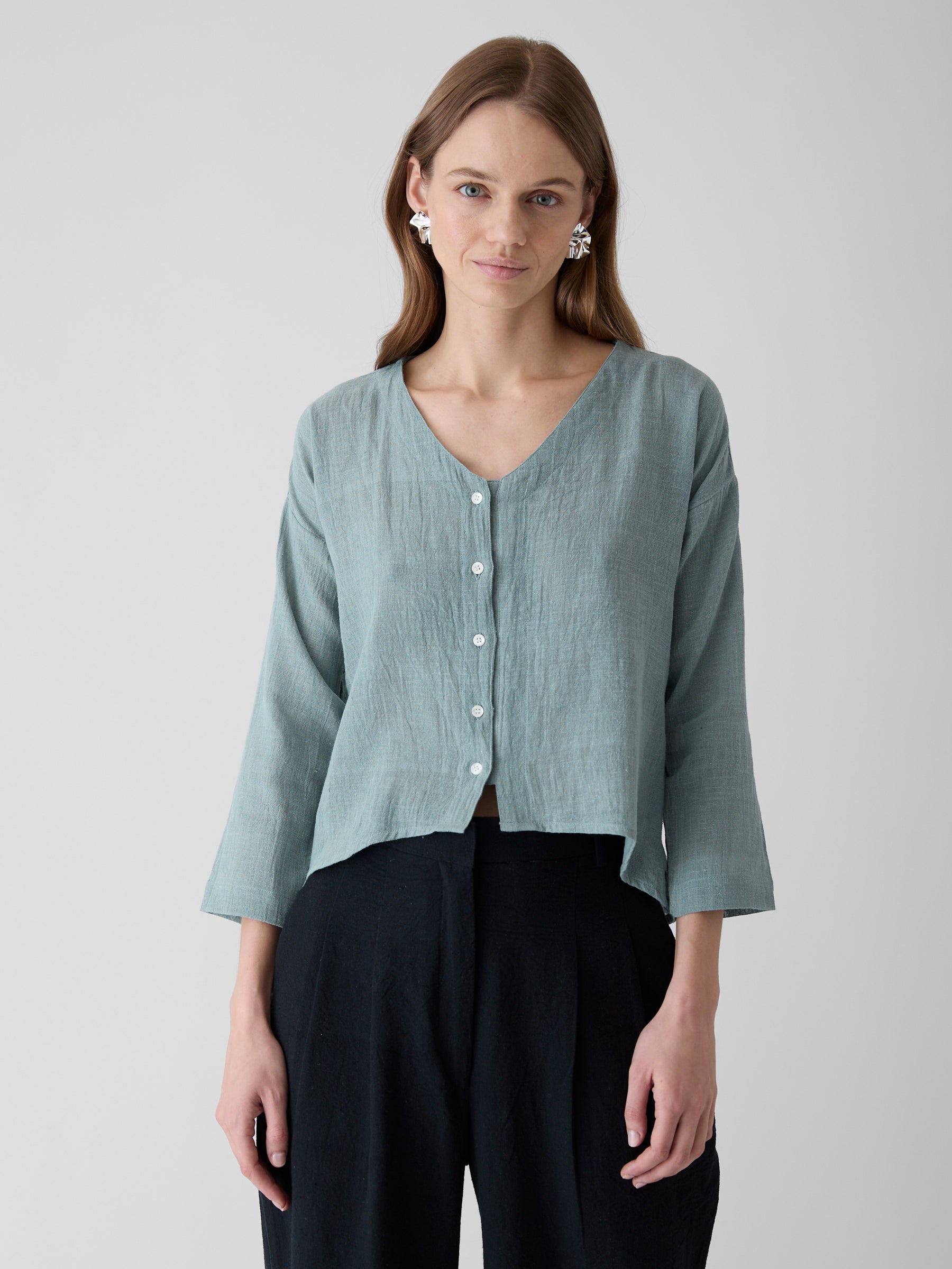Women's V-Neck Shirt- Mint Green