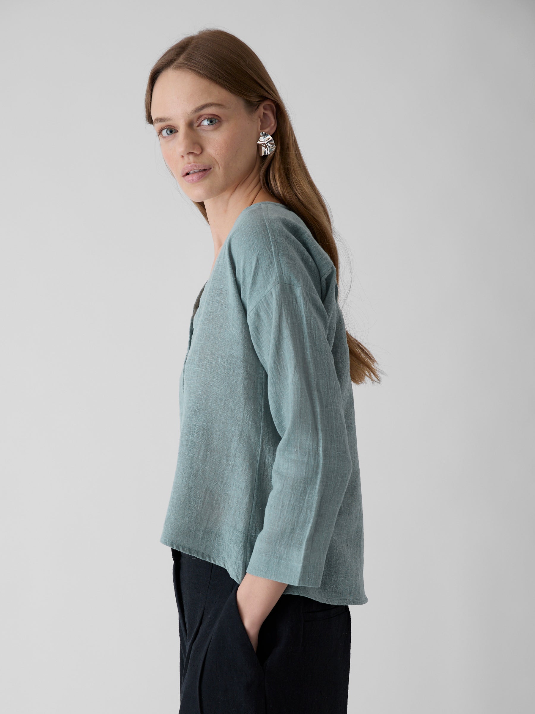 Women's V-Neck Shirt- Mint Green