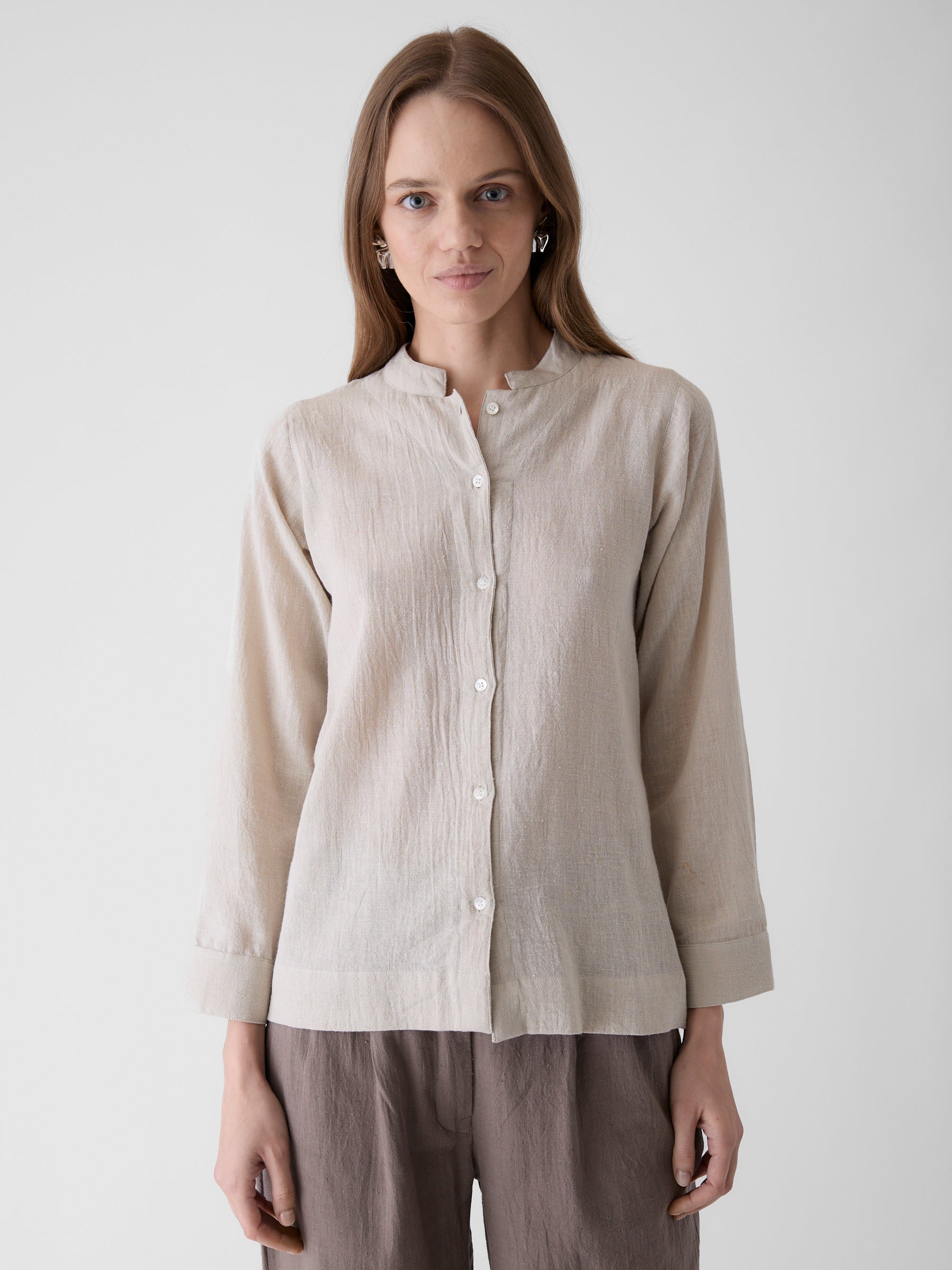 Women's Round Neck Shirt- Natural Undyed