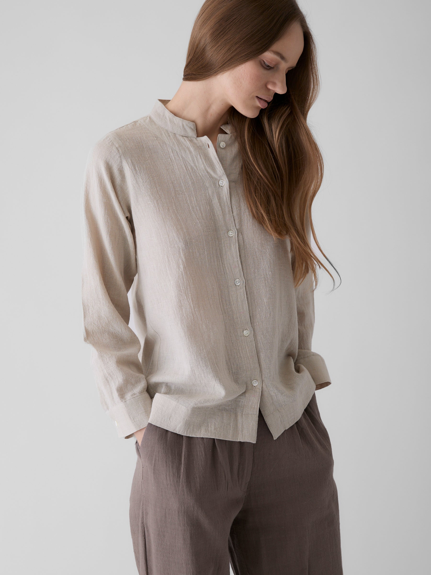 Women's Round Neck Shirt- Natural Undyed