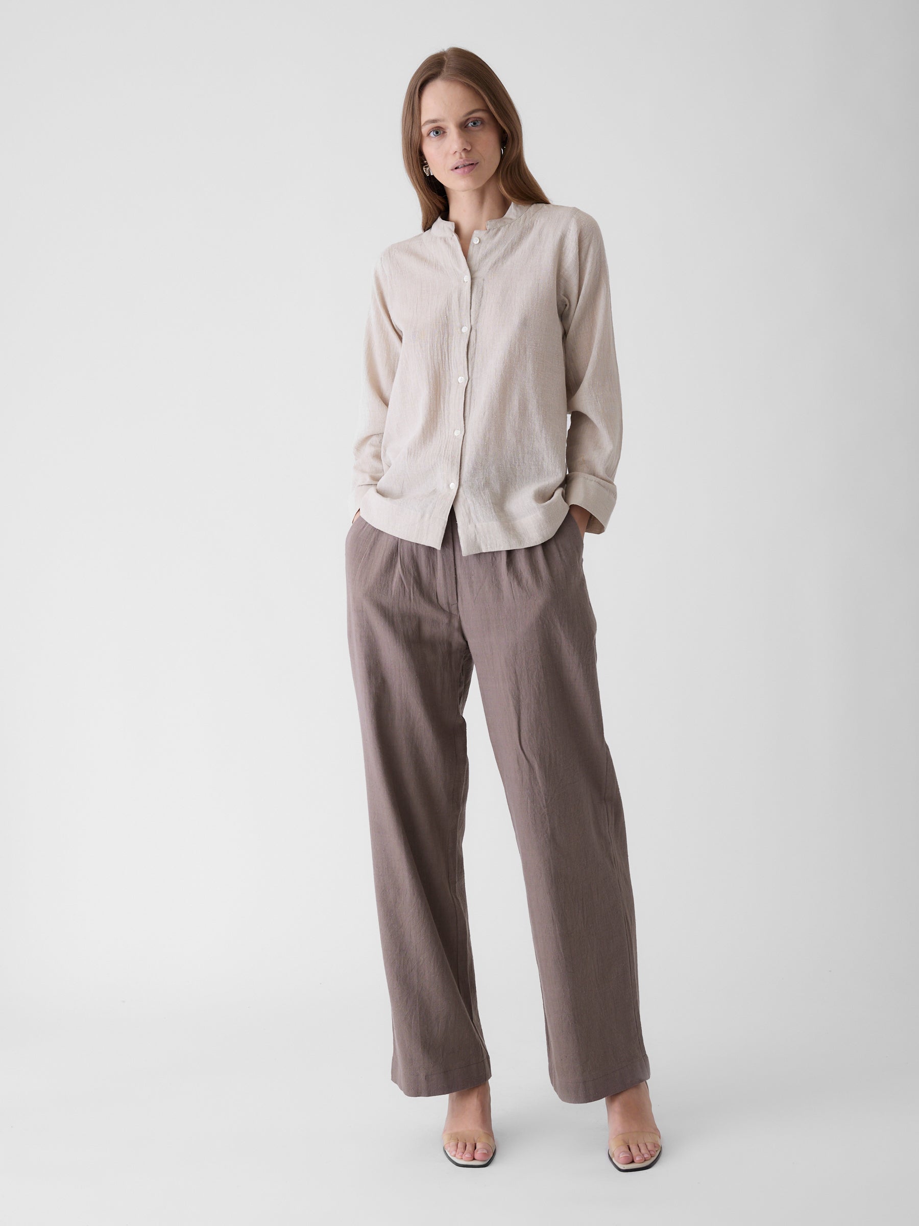 Women's Wide-Leg Pant- Grayish Brown