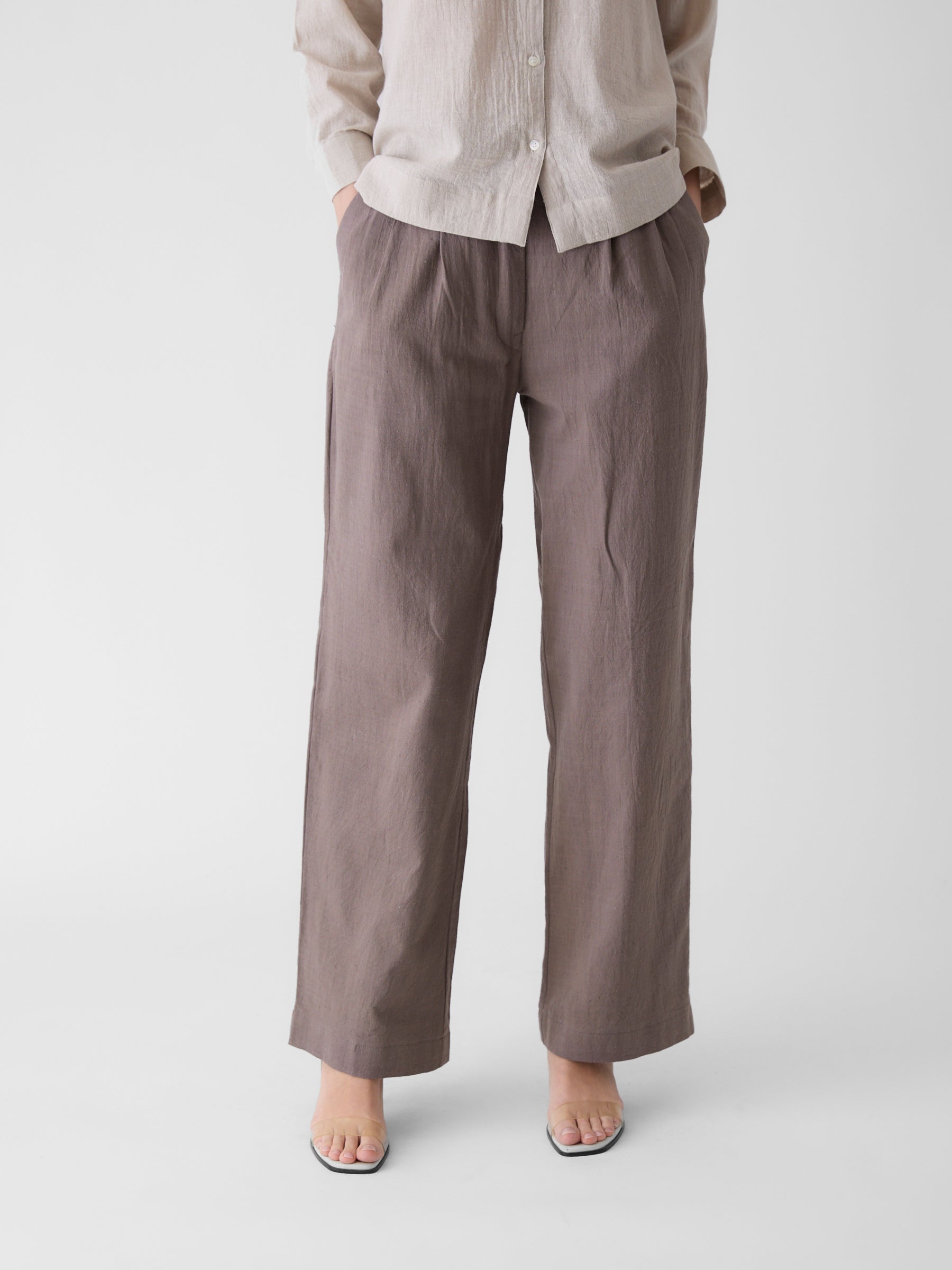 Women's Wide-Leg Pant- Grayish Brown