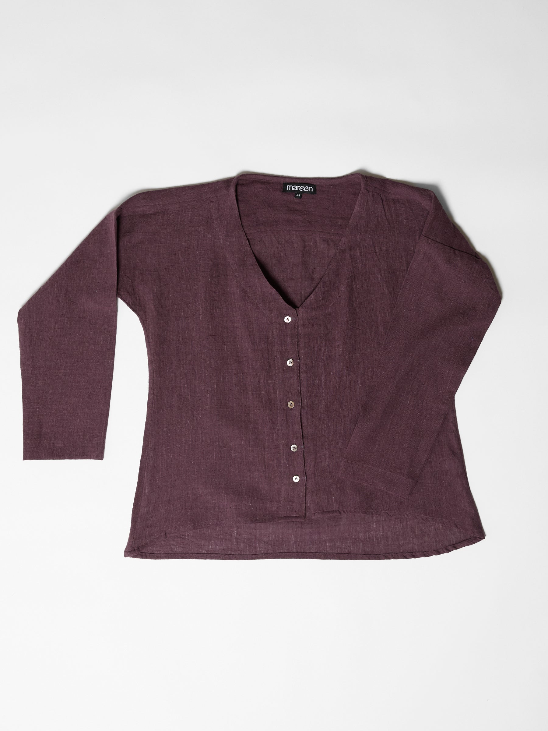 Women's V-Neck Shirt- Aubergine Purple