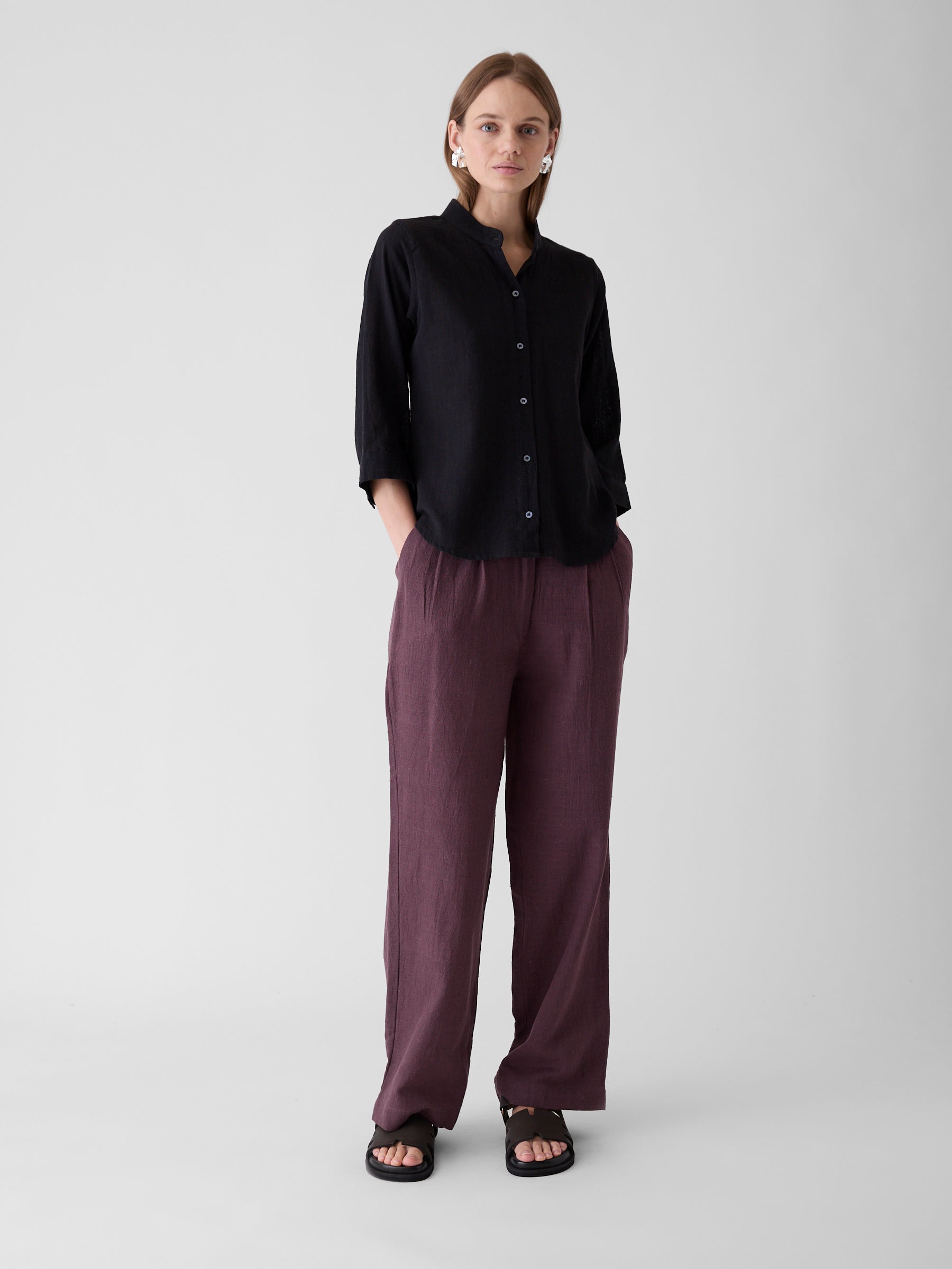 Women's Wide-Leg Pant- Aubergine Purple